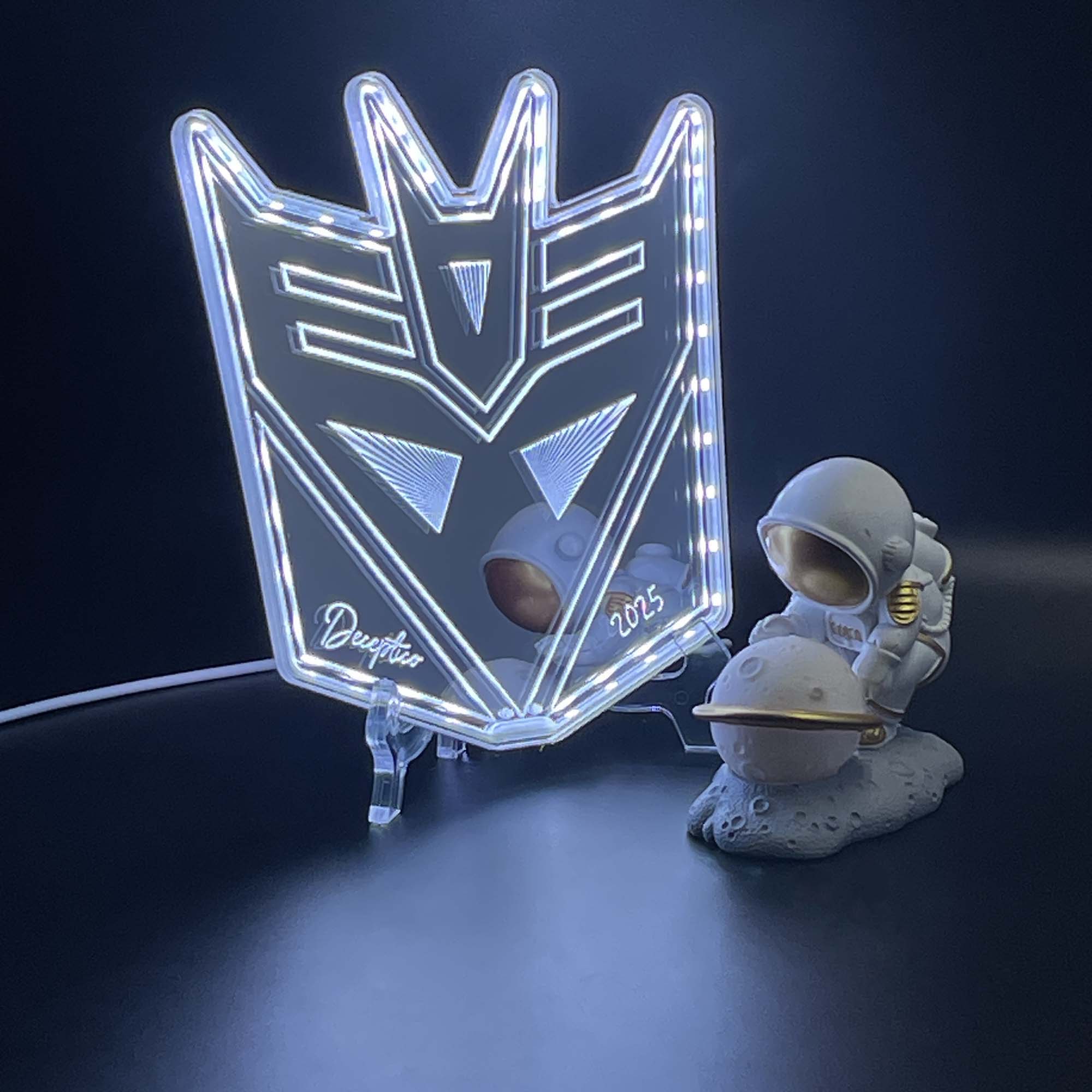 Transformers Deceptico  Neon LED Sign with Dynamic RGB Colors Mirror Backing