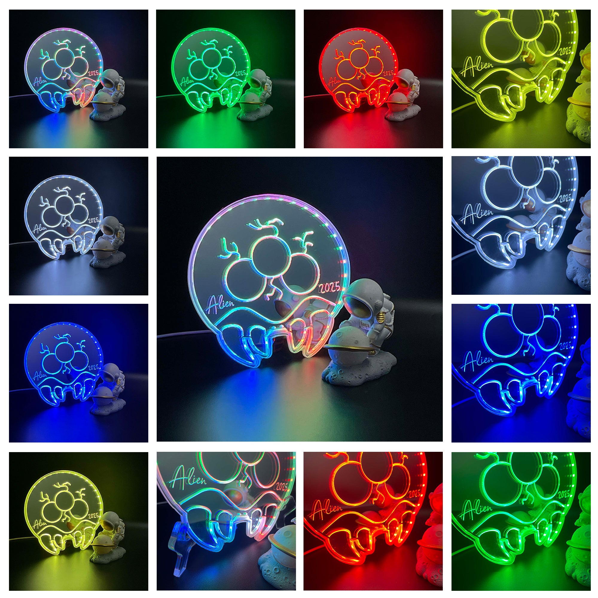 Metroid Alien Larva  Neon LED Sign with Dynamic RGB Colors Mirror Backing