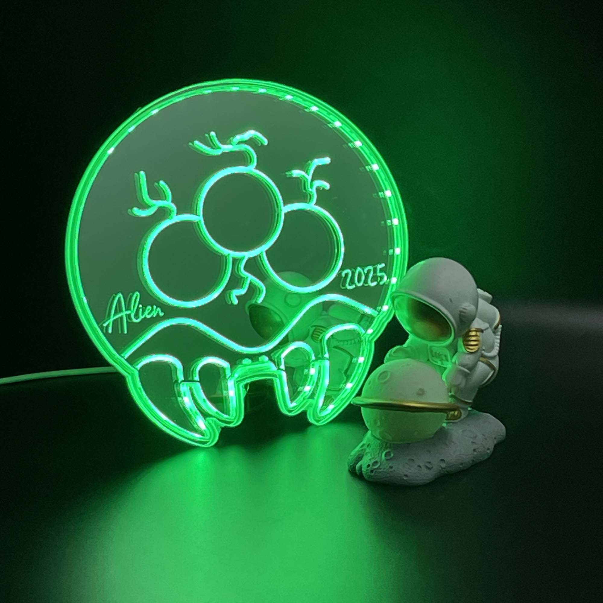 Metroid Alien Larva  Neon LED Sign with Dynamic RGB Colors Mirror Backing