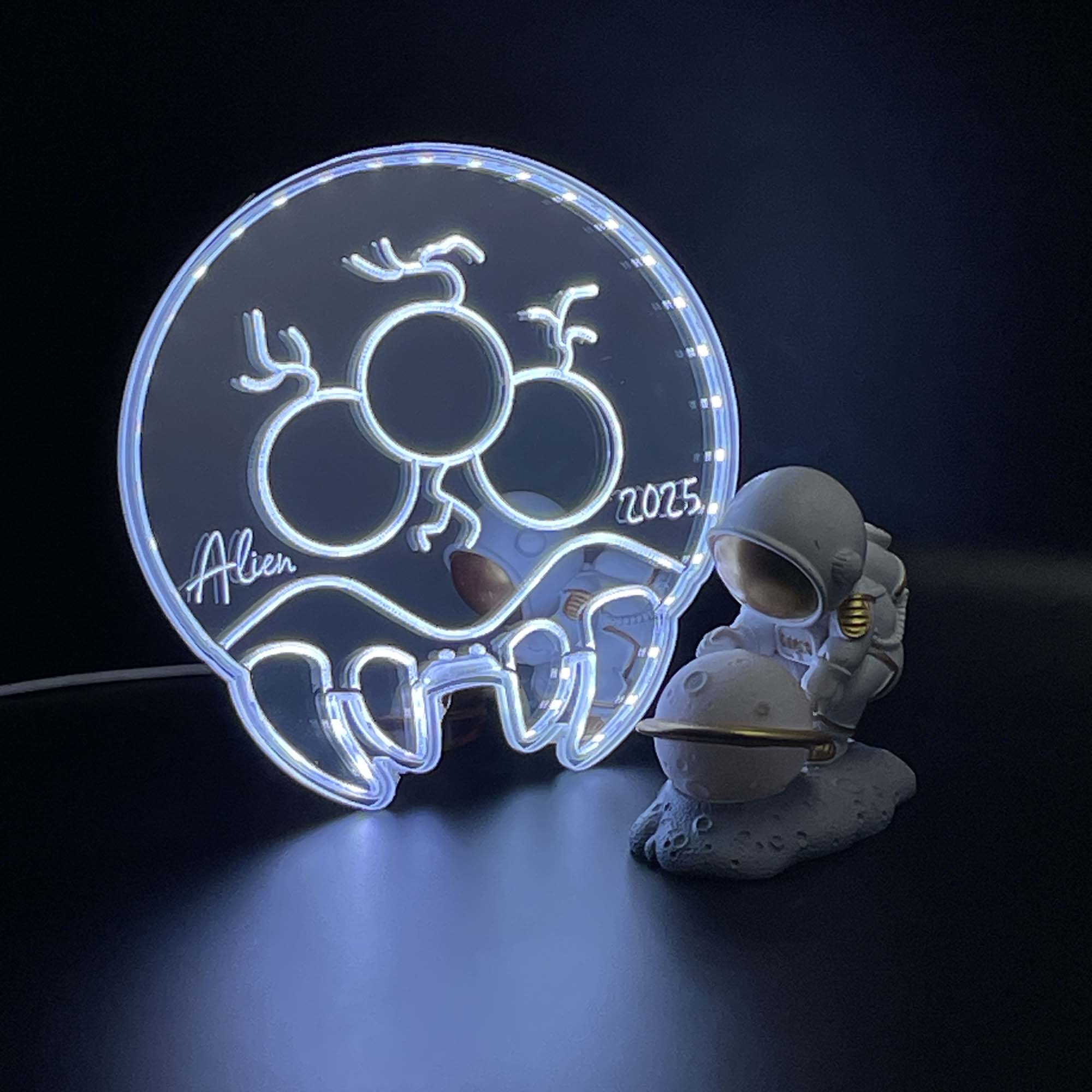 Metroid Alien Larva  Neon LED Sign with Dynamic RGB Colors Mirror Backing