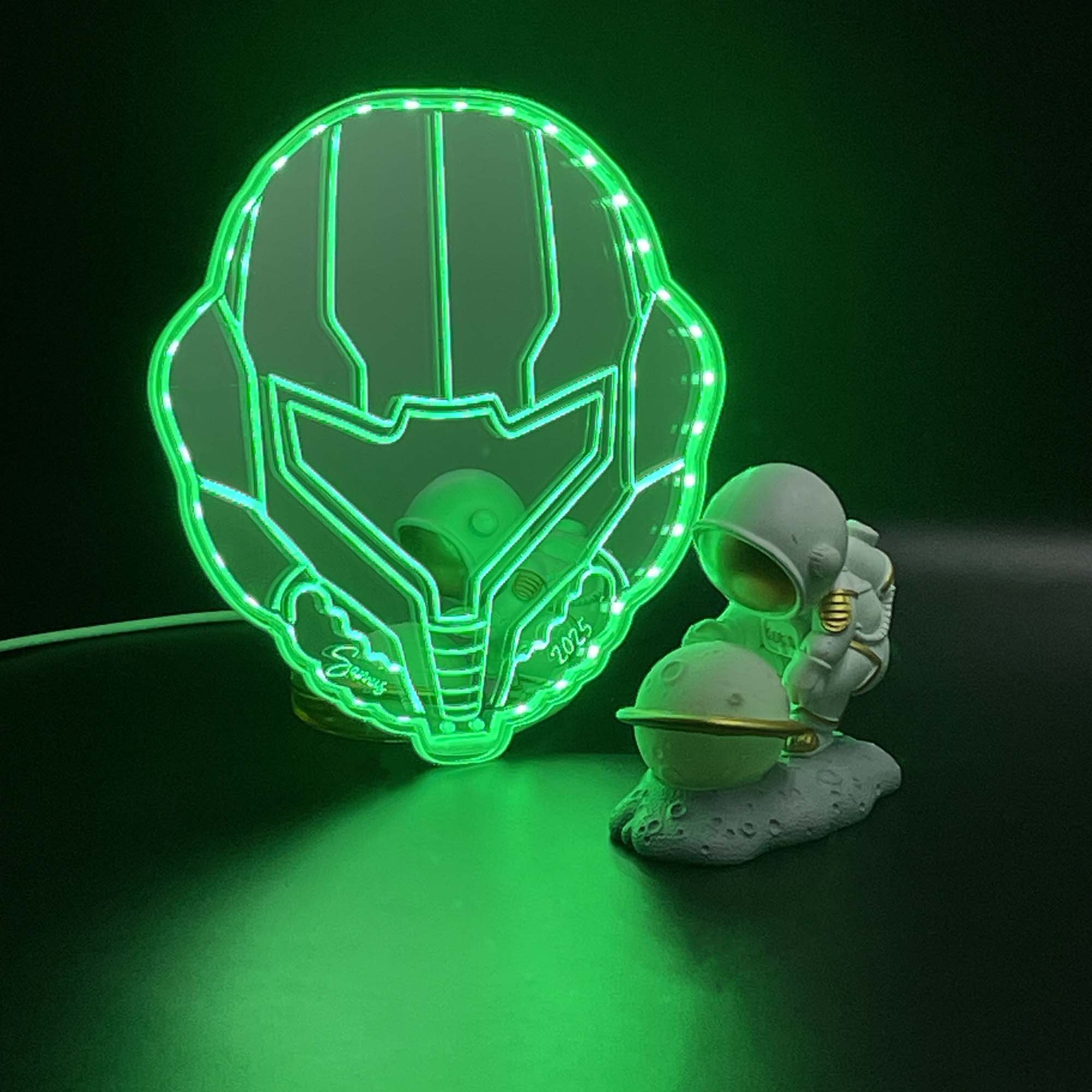 Metroid Samus   Neon LED Sign with Dynamic RGB Colors Mirror Backing