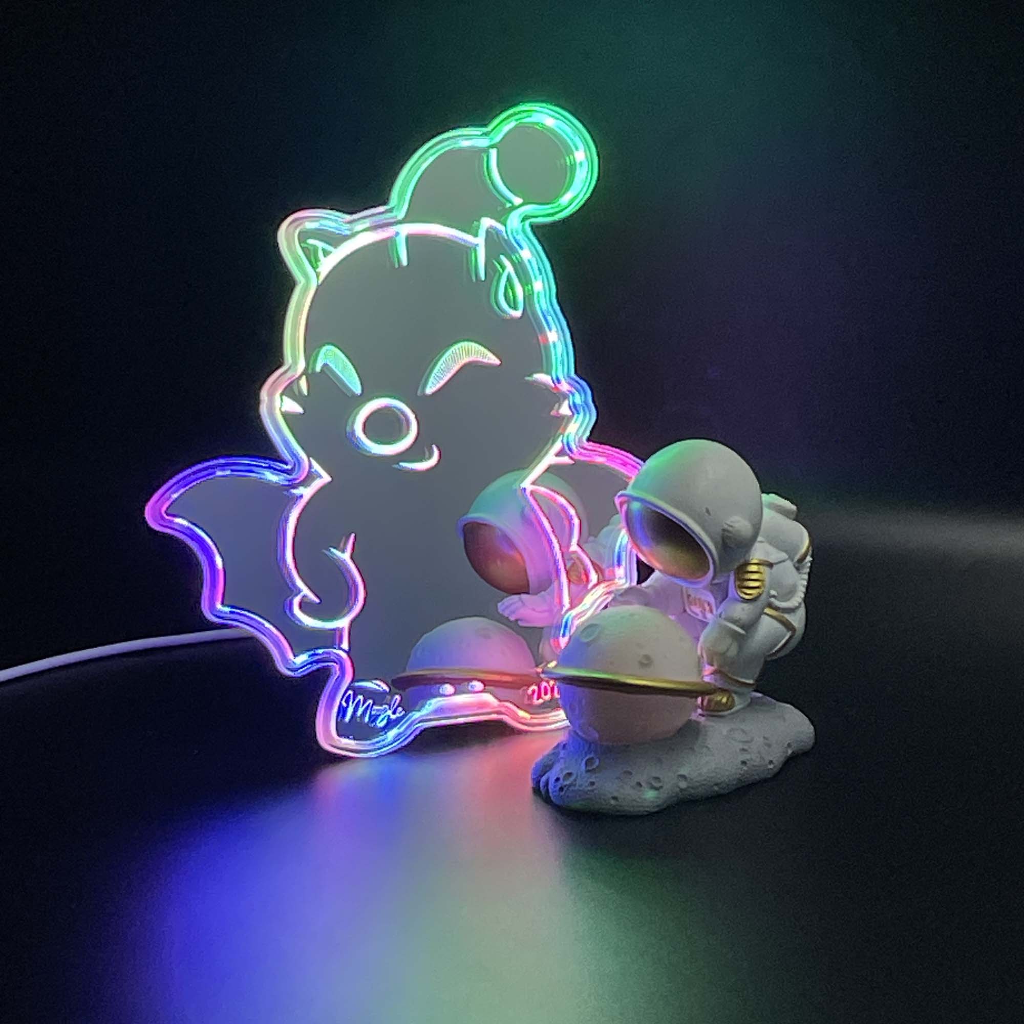 Moogle  Neon LED Sign with Dynamic RGB Colors Mirror Backing