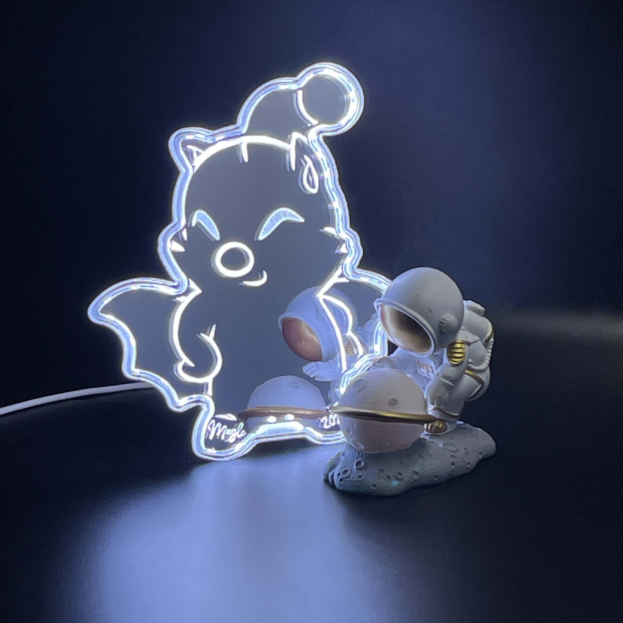 Moogle  Neon LED Sign with Dynamic RGB Colors Mirror Backing