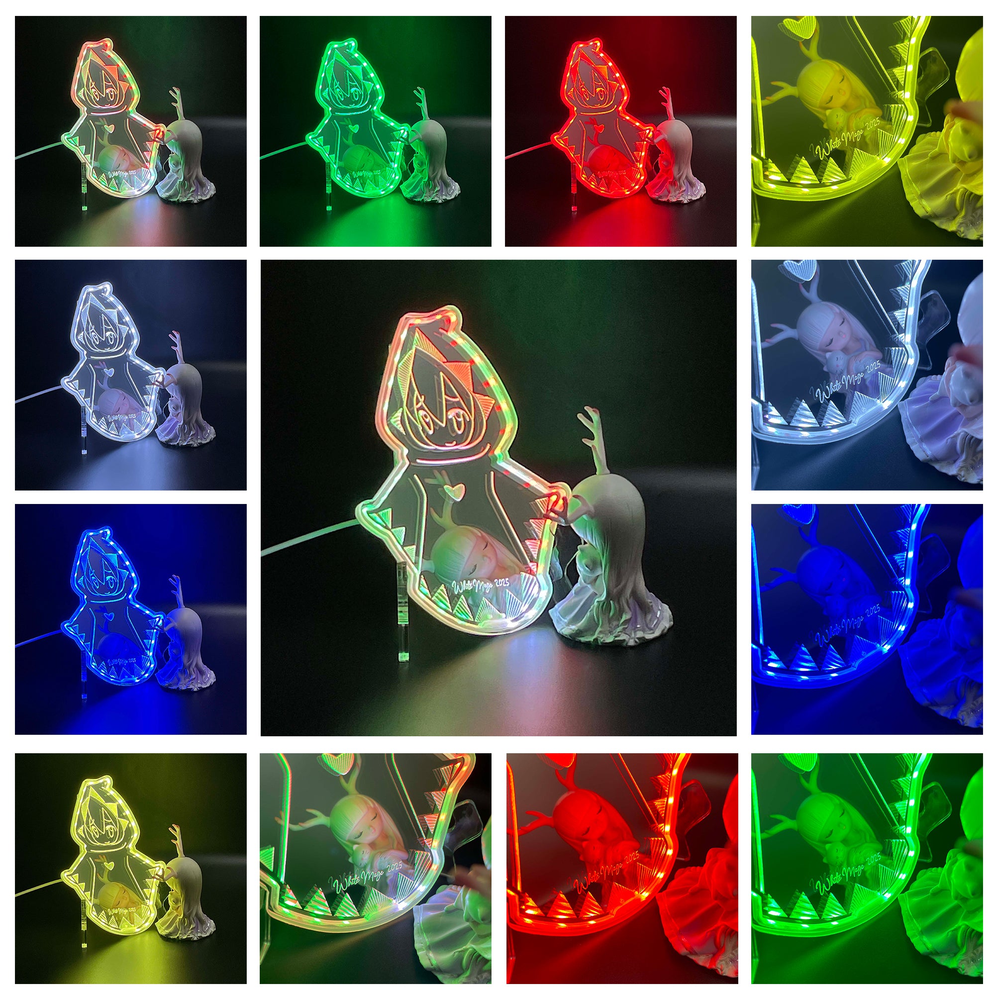 White Mage Final Fantasy Neon LED Sign with Dynamic RGB Colors Mirror Backing