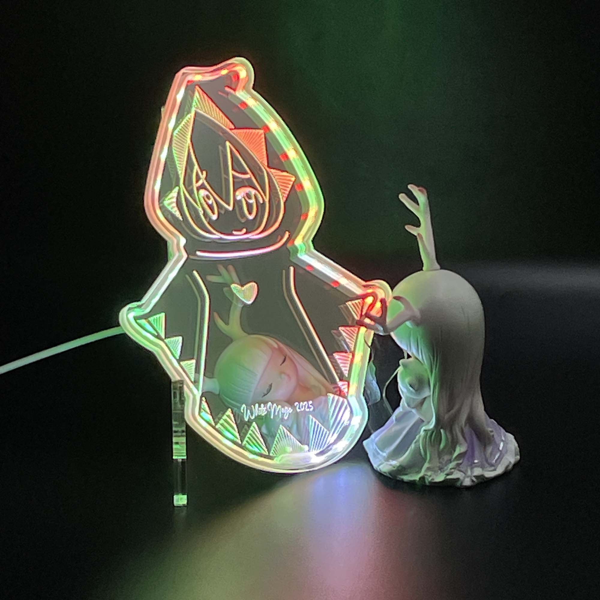White Mage FF  Neon LED Sign with Dynamic RGB Colors Mirror Backing