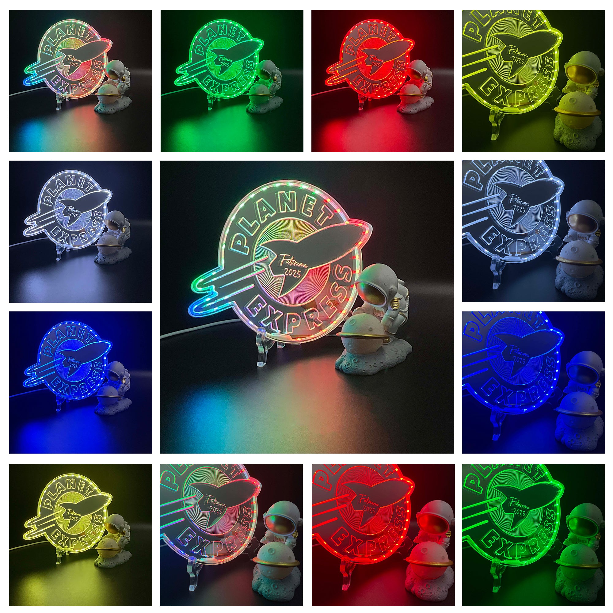 Planet Express  Neon LED Sign with Dynamic RGB Colors Mirror Backing
