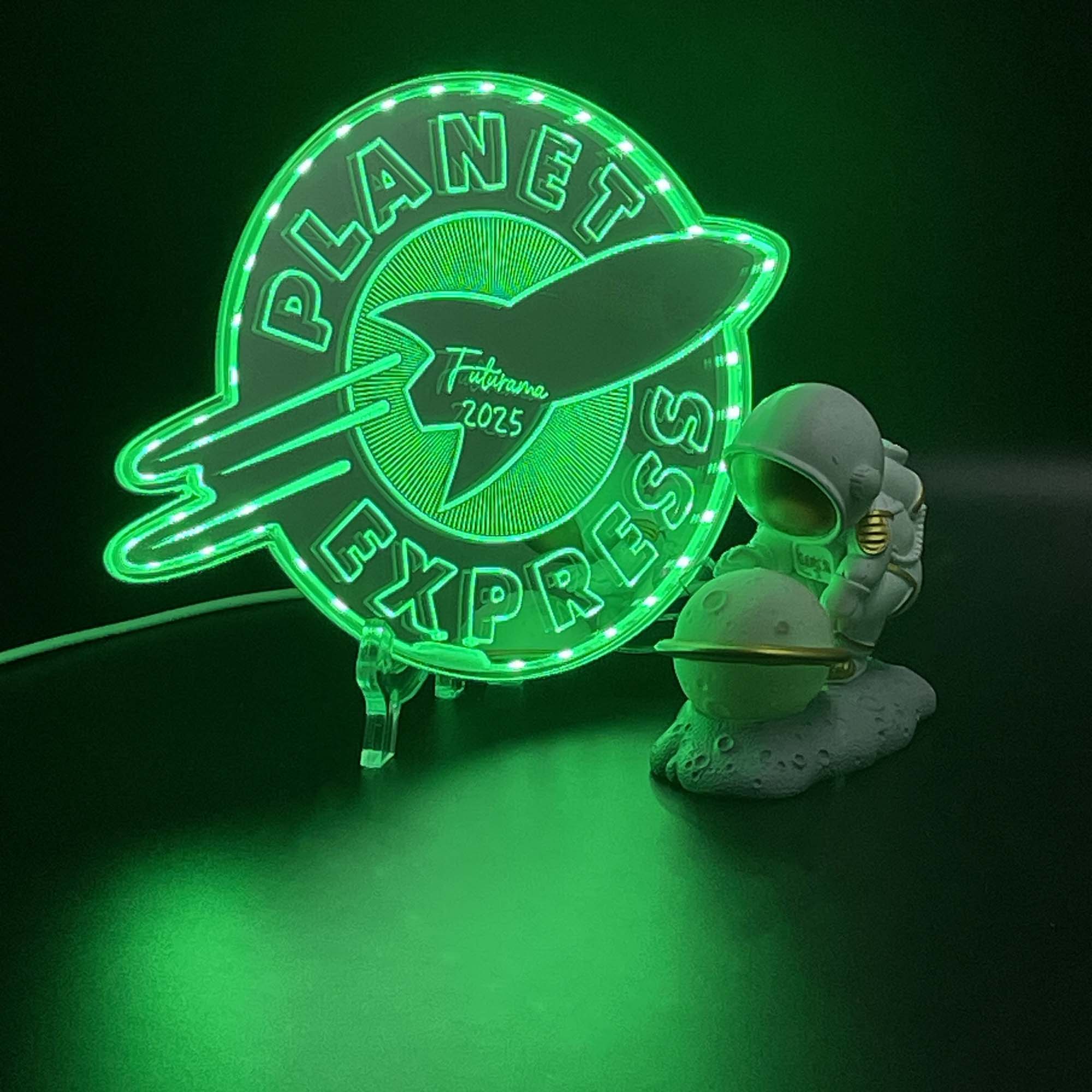 Planet Express  Neon LED Sign with Dynamic RGB Colors Mirror Backing