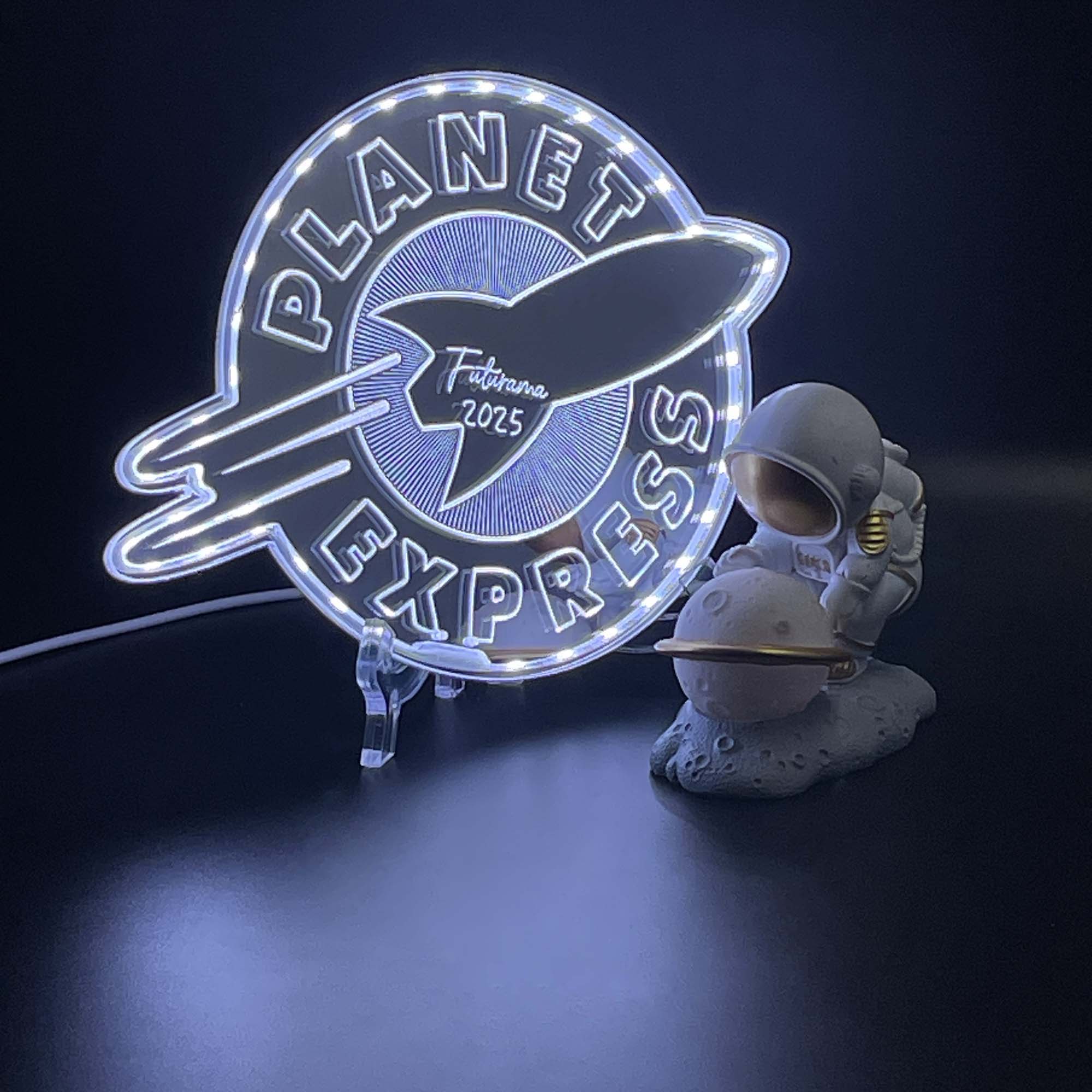Planet Express  Neon LED Sign with Dynamic RGB Colors Mirror Backing
