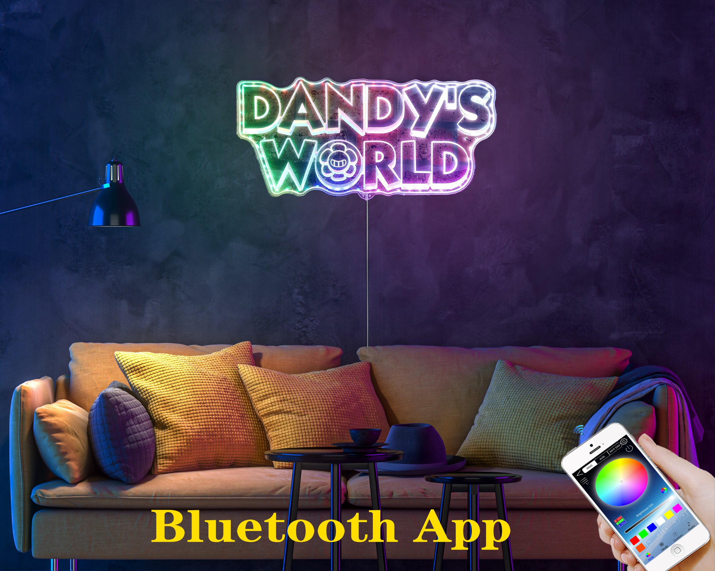 Dandy's World  Neon LED Sign with Dynamic RGB Colors