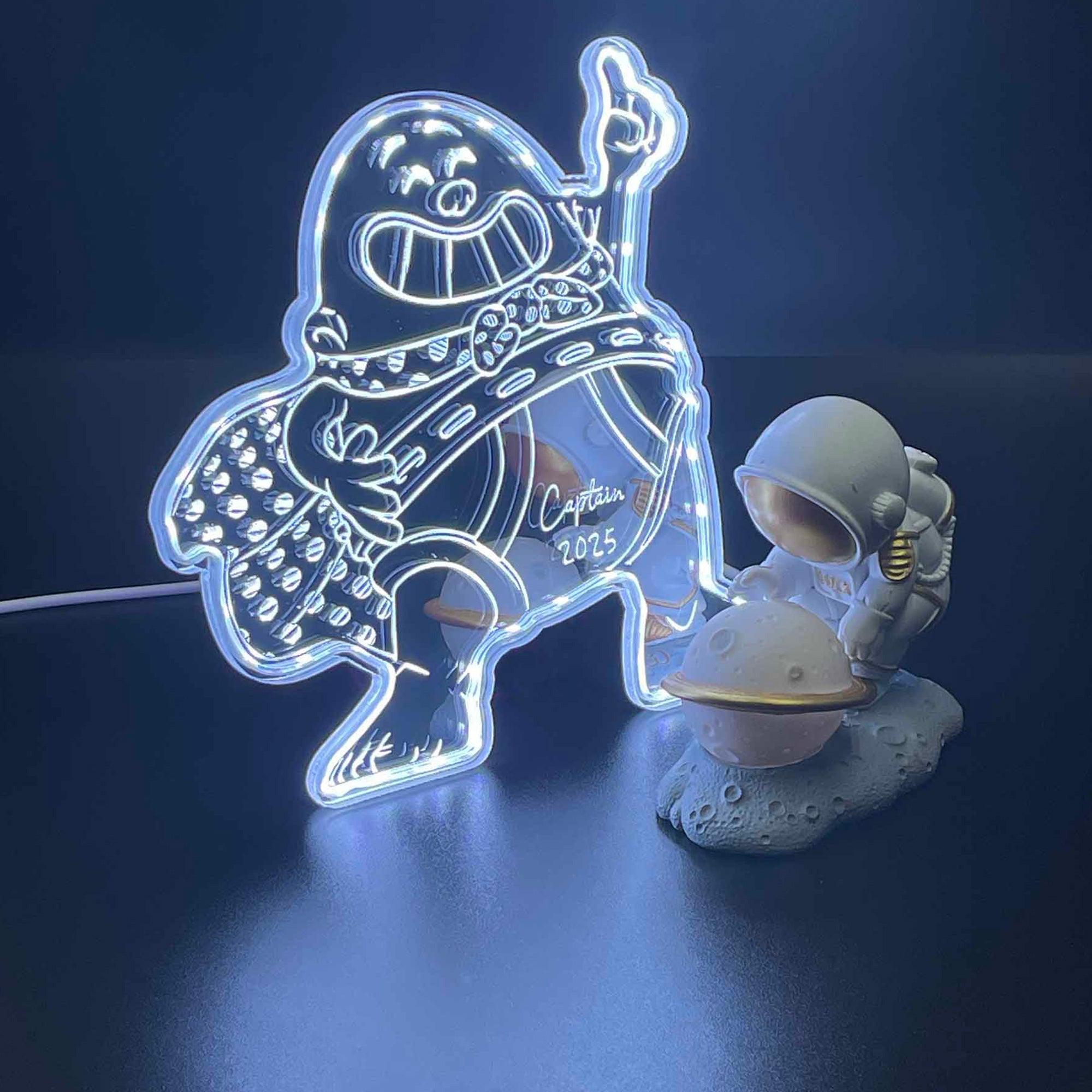 captain underpants comic book  Neon LED Sign with Dynamic RGB Colors Mirror Backing