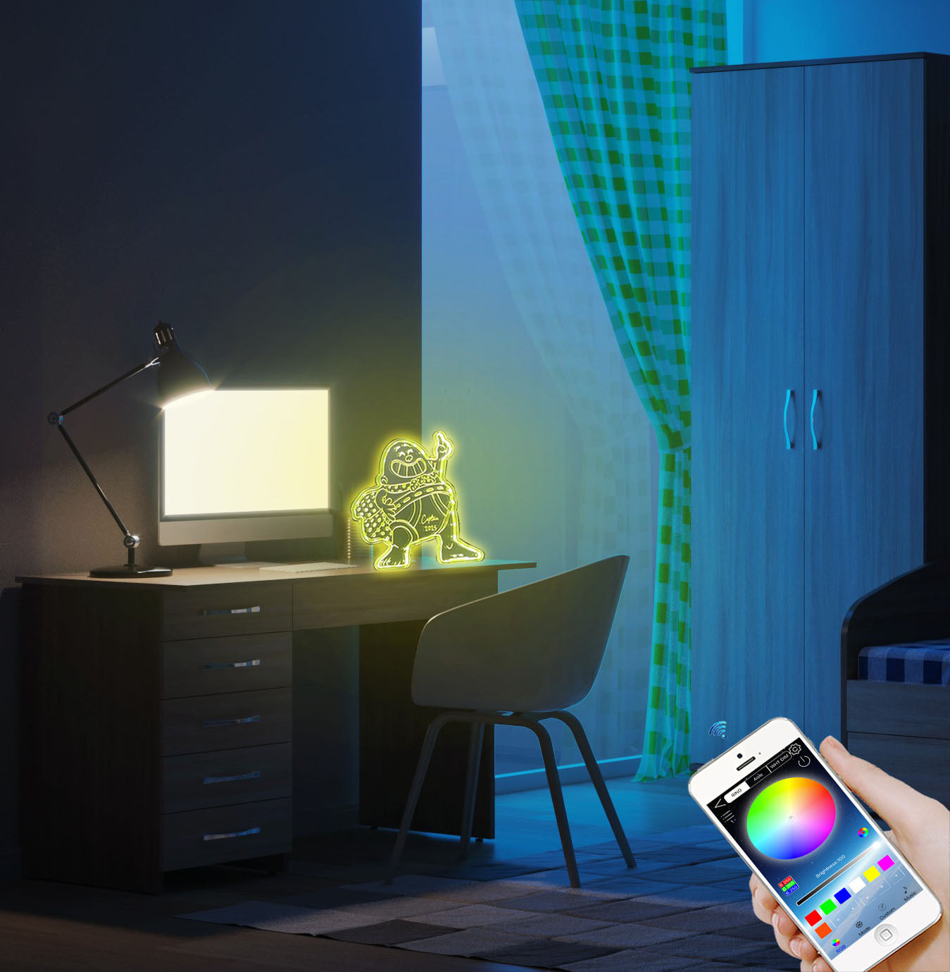 captain underpants comic book  Neon LED Sign with Dynamic RGB Colors Mirror Backing