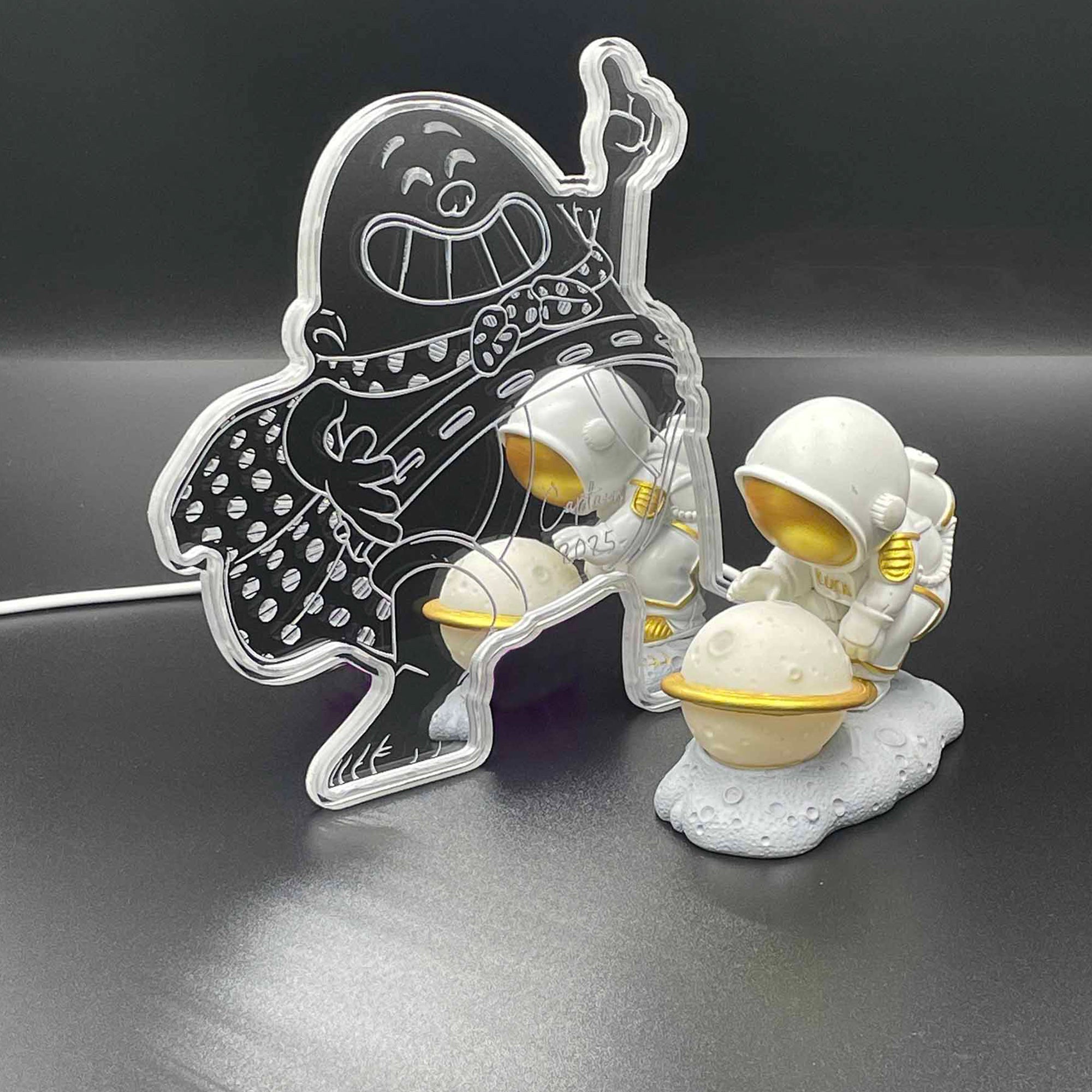 captain underpants comic book  Neon LED Sign with Dynamic RGB Colors Mirror Backing