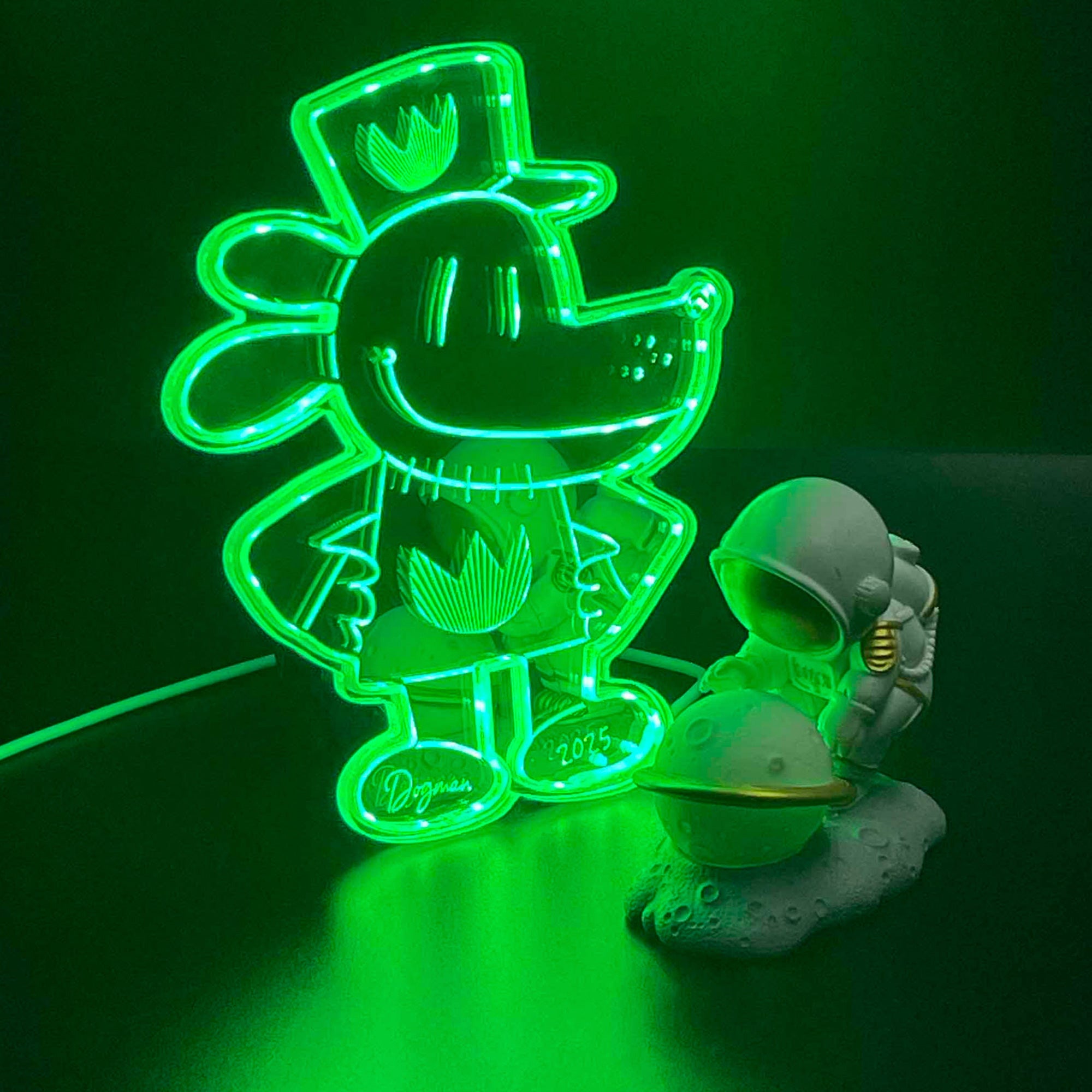 Dog man comic book  Neon LED Sign with Dynamic RGB Colors Mirror Backing