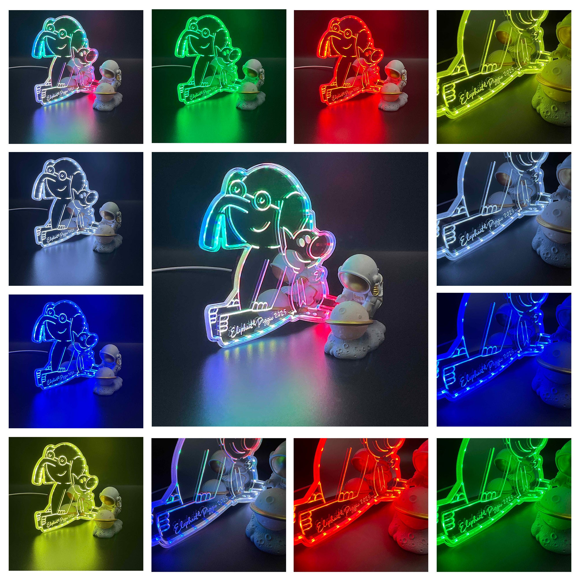 elephant & piggie comic book  Neon LED Sign with Dynamic RGB Colors Mirror Backing