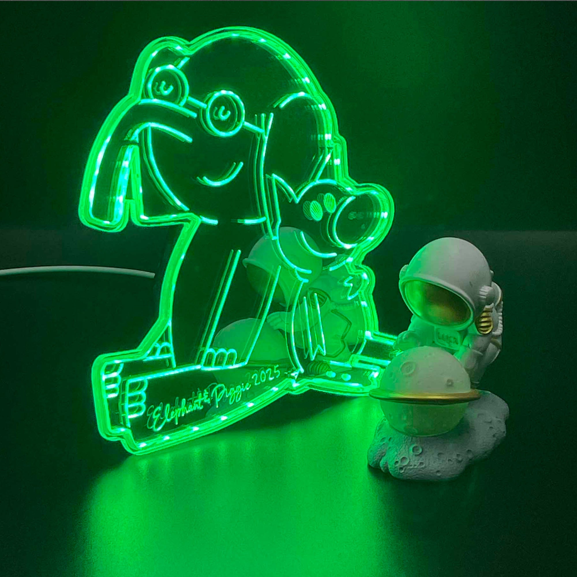 elephant & piggie comic book  Neon LED Sign with Dynamic RGB Colors Mirror Backing