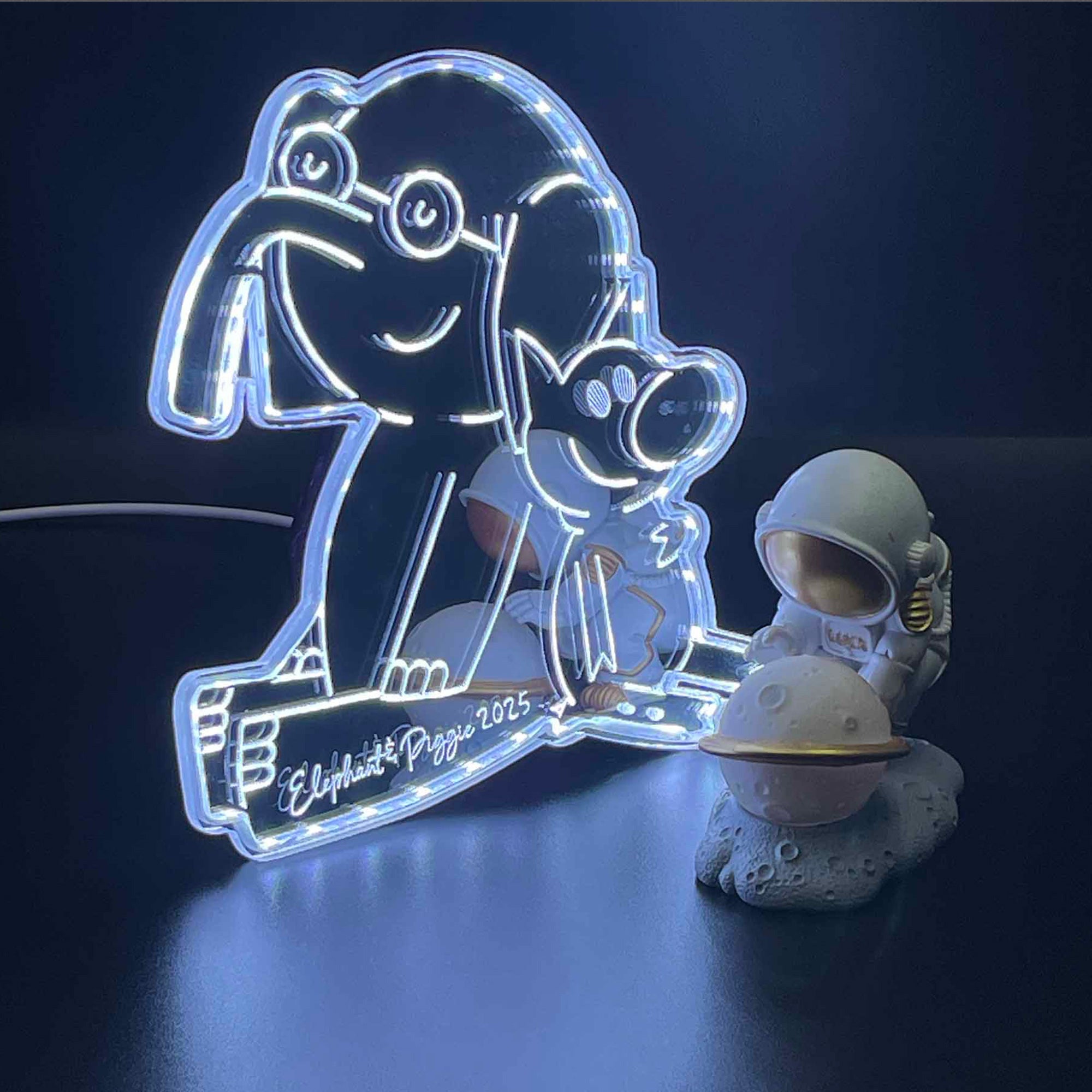 elephant & piggie comic book  Neon LED Sign with Dynamic RGB Colors Mirror Backing