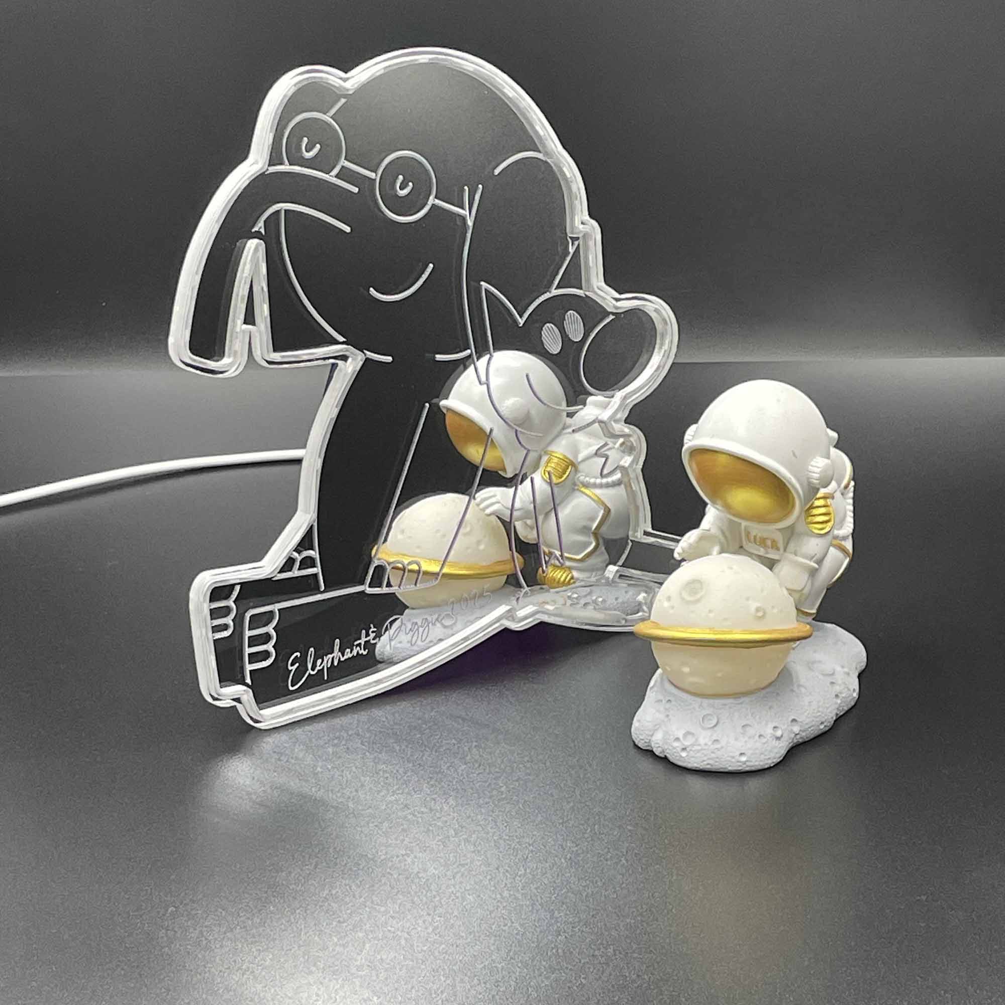 elephant & piggie comic book  Neon LED Sign with Dynamic RGB Colors Mirror Backing