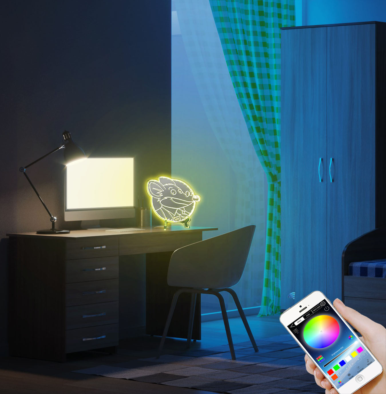 Geronimo stilton comic book  Neon LED Sign with Dynamic RGB Colors Mirror Backing