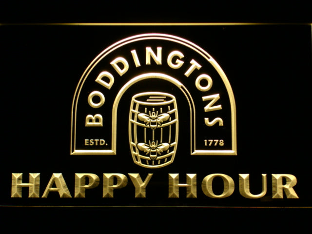 Boddingtons Beer Happy Hour Neon Light LED Sign