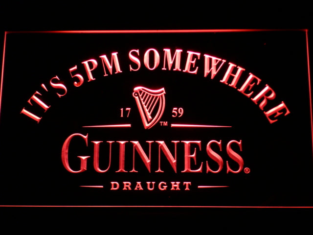 Guinness Draught It's 5pm Somewhere Neon Light LED Sign