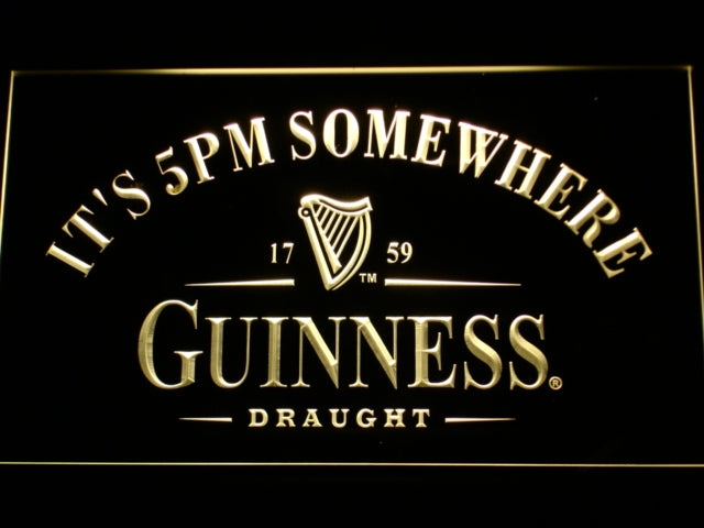 Guinness Draught It's 5pm Somewhere Neon Light LED Sign