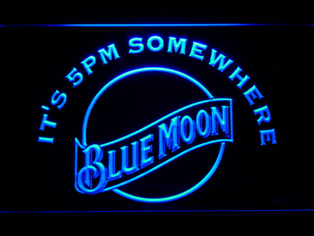 Blue Moon Beer It's 5Pm Somewhere Neon LED Light Sign