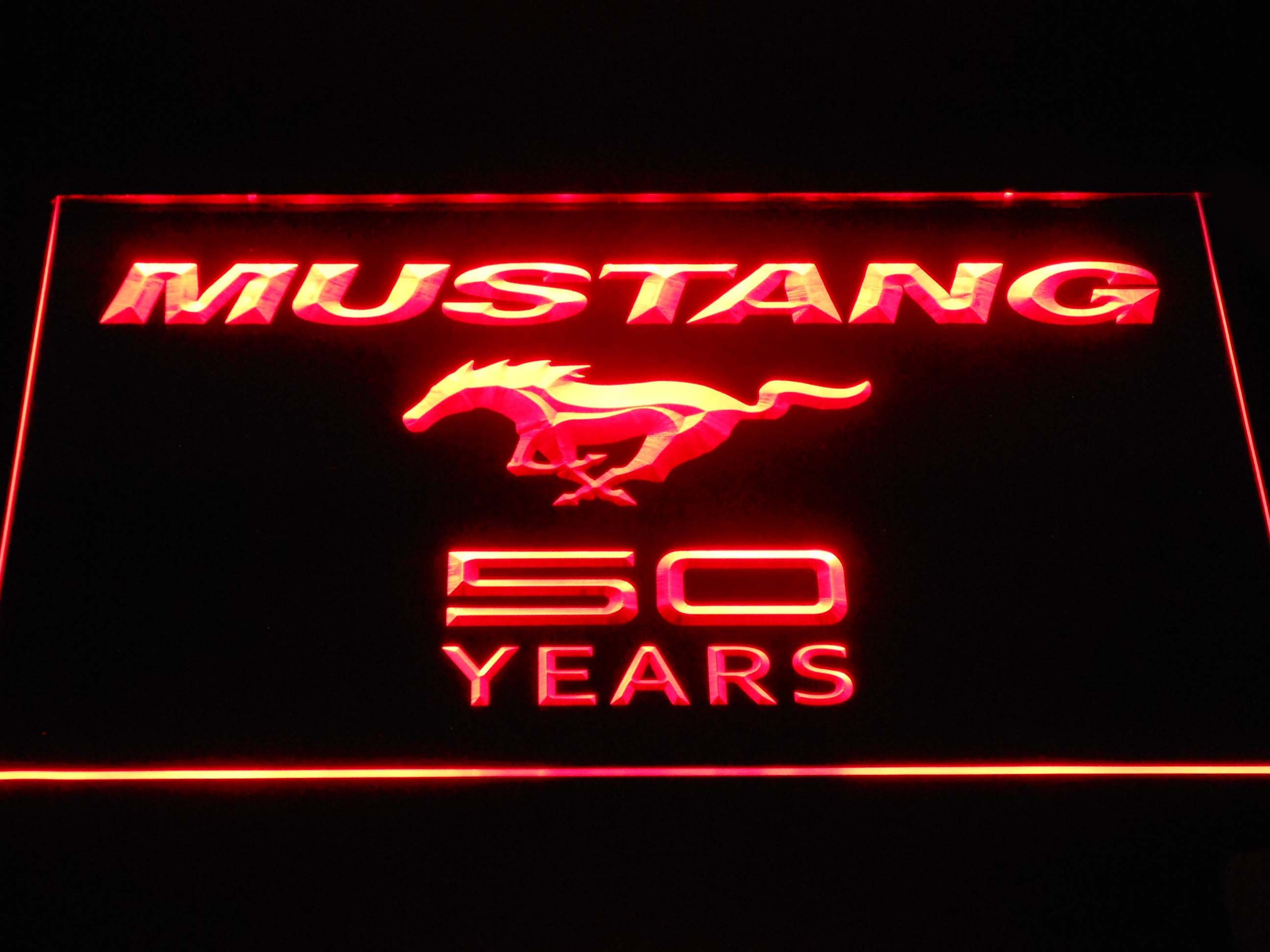 Ford Mustang 50 Years Wordmark Neon Light LED Sign