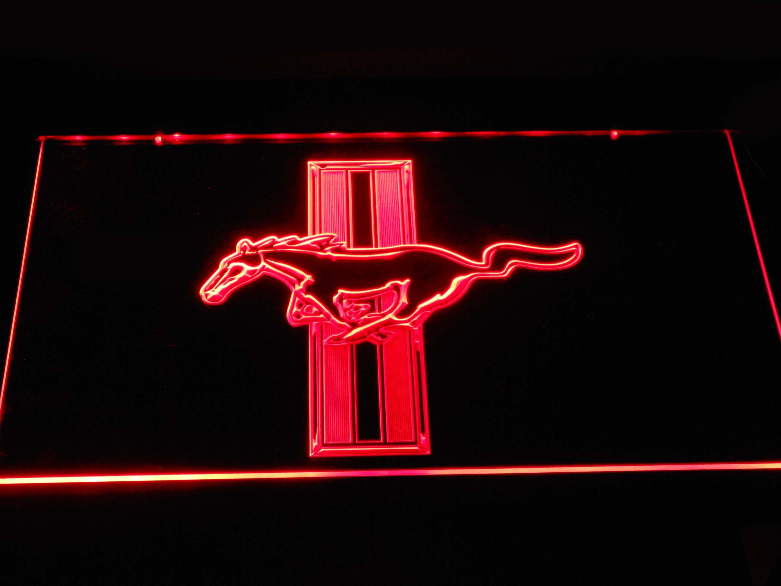 Ford Mustang Bars Logo Neon Light LED Sign