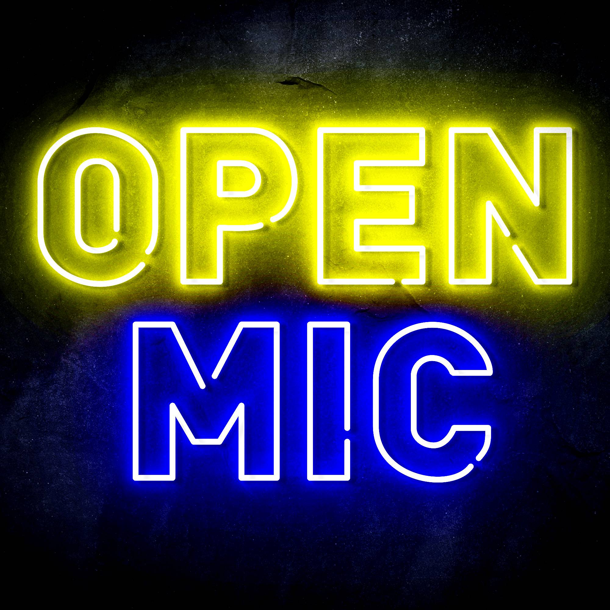 "OPEN MIC" Text Quote LED Neon Sign