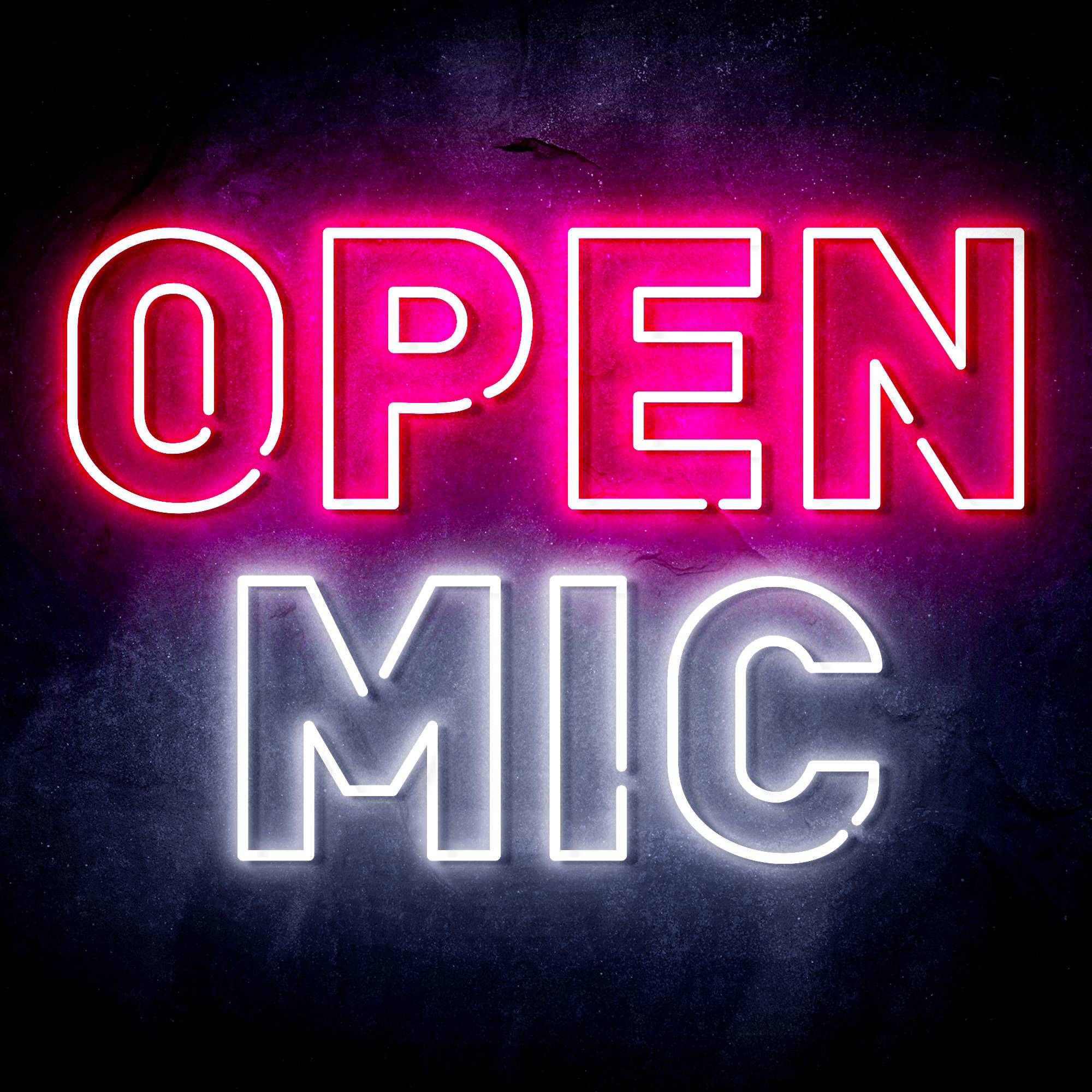 "OPEN MIC" Text Quote LED Neon Sign