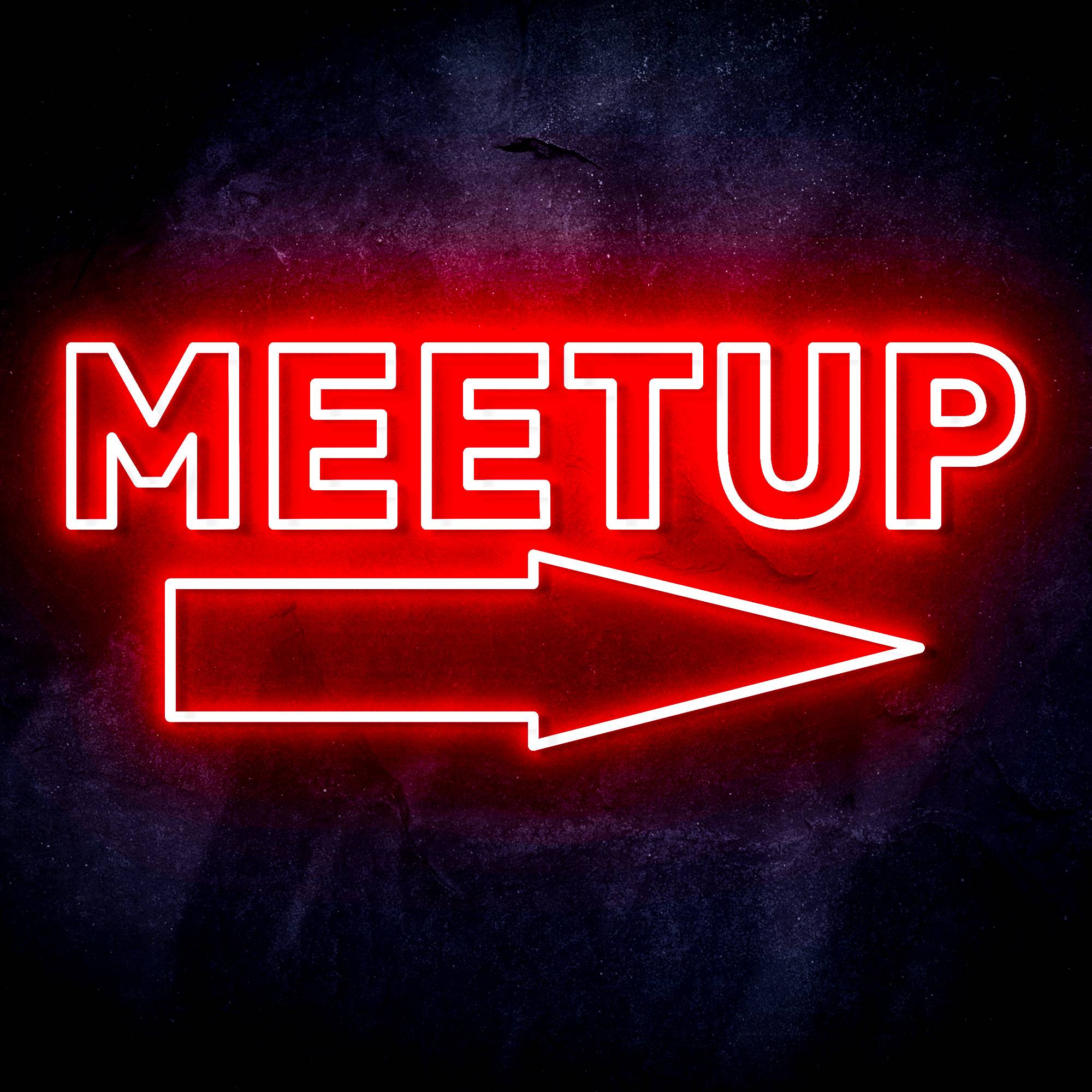 "MEETUP" with arrow LED Neon Sign