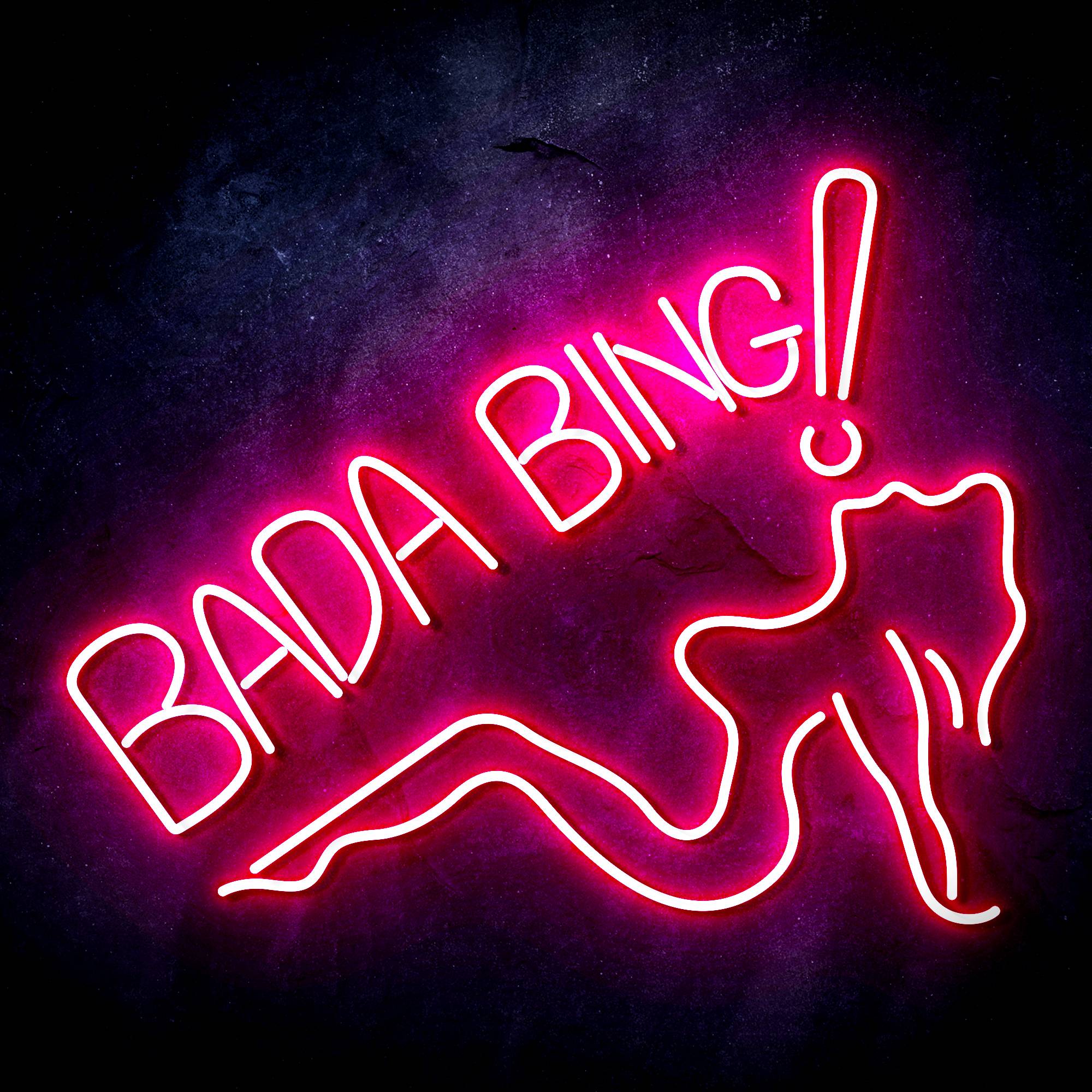 Bada Bing! With Sexy Lady LED Neon Sign