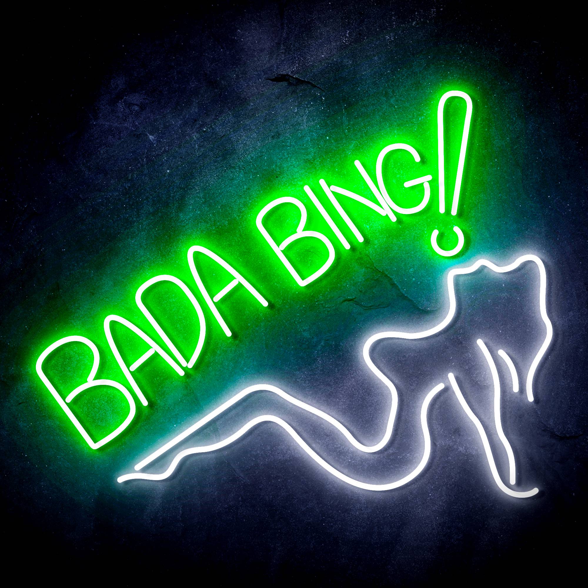 Bada Bing! With Sexy Lady LED Neon Sign