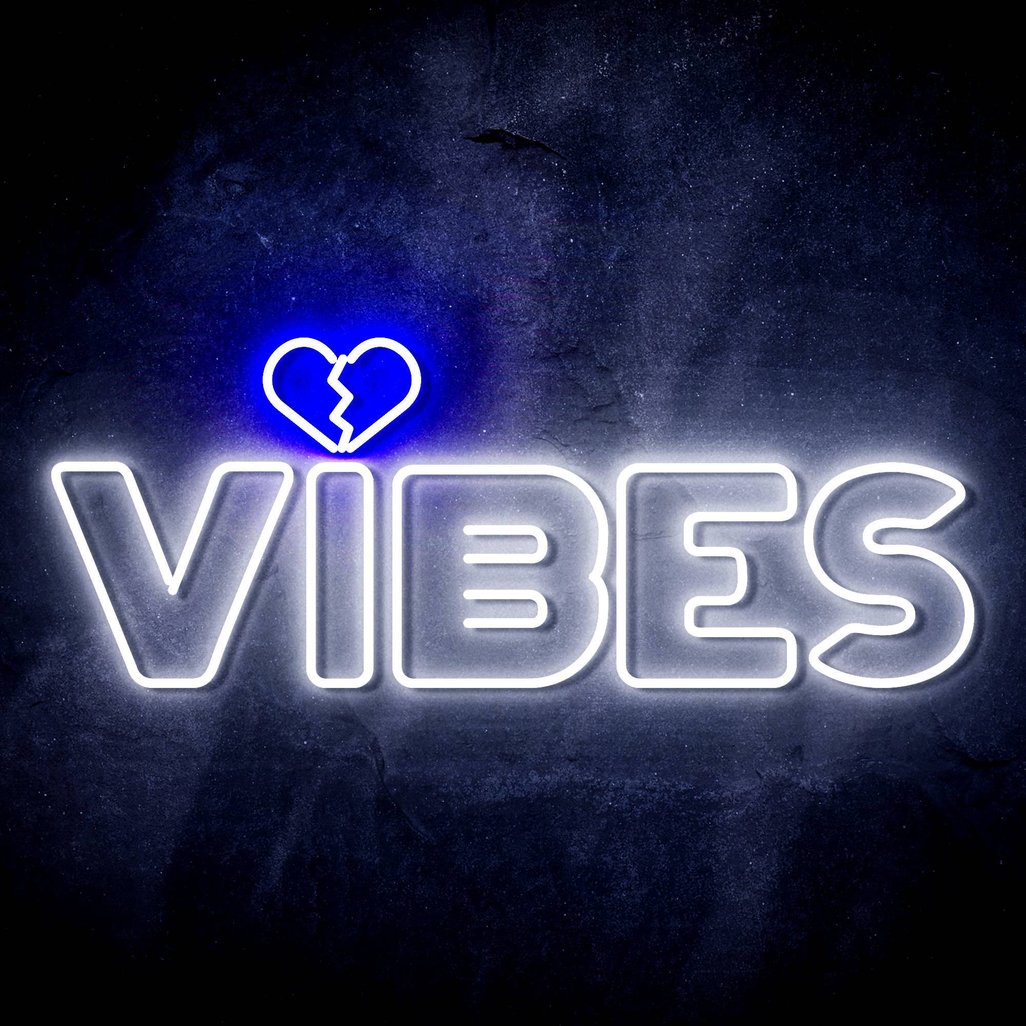 VIBES with Heart LED Neon Sign