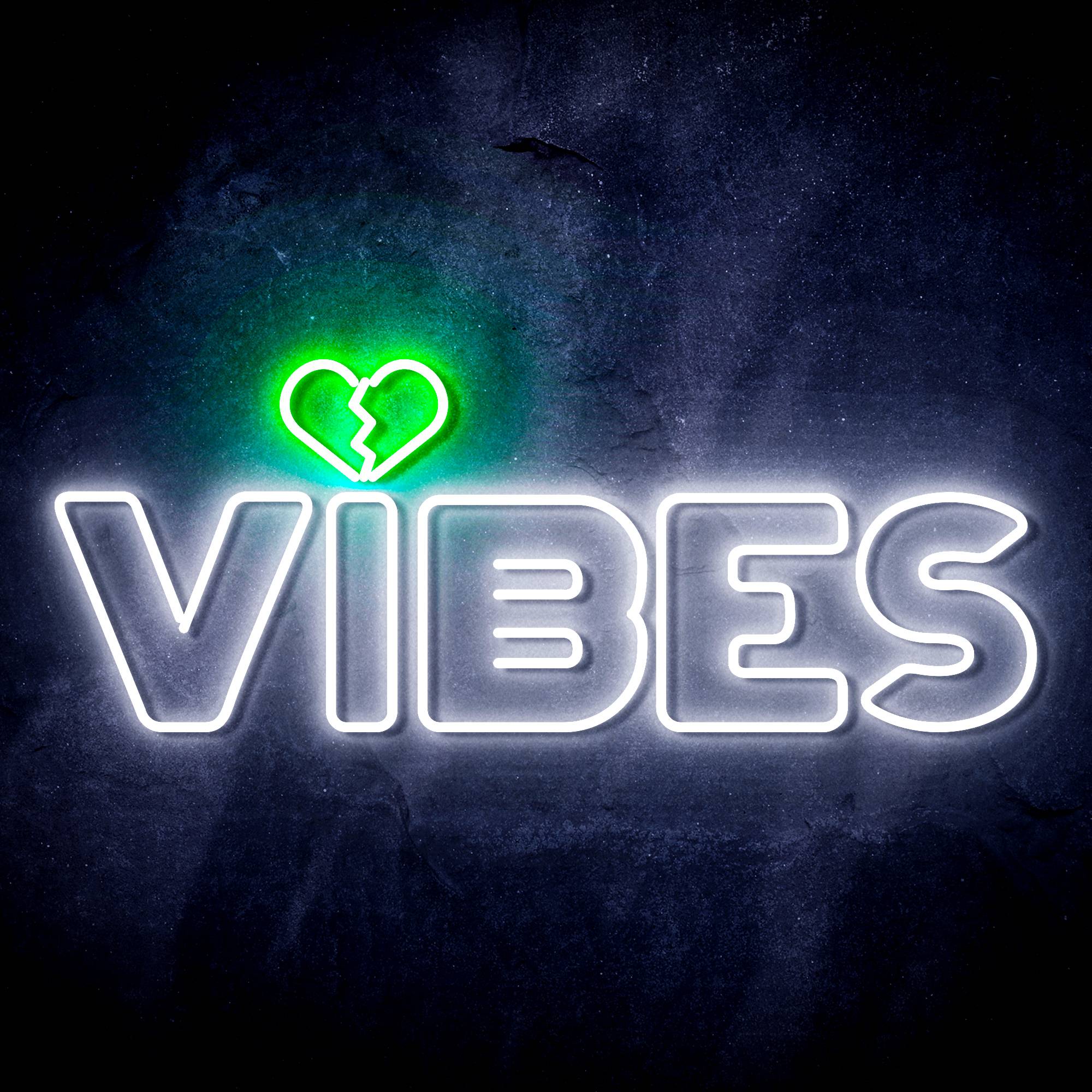 VIBES with Heart LED Neon Sign