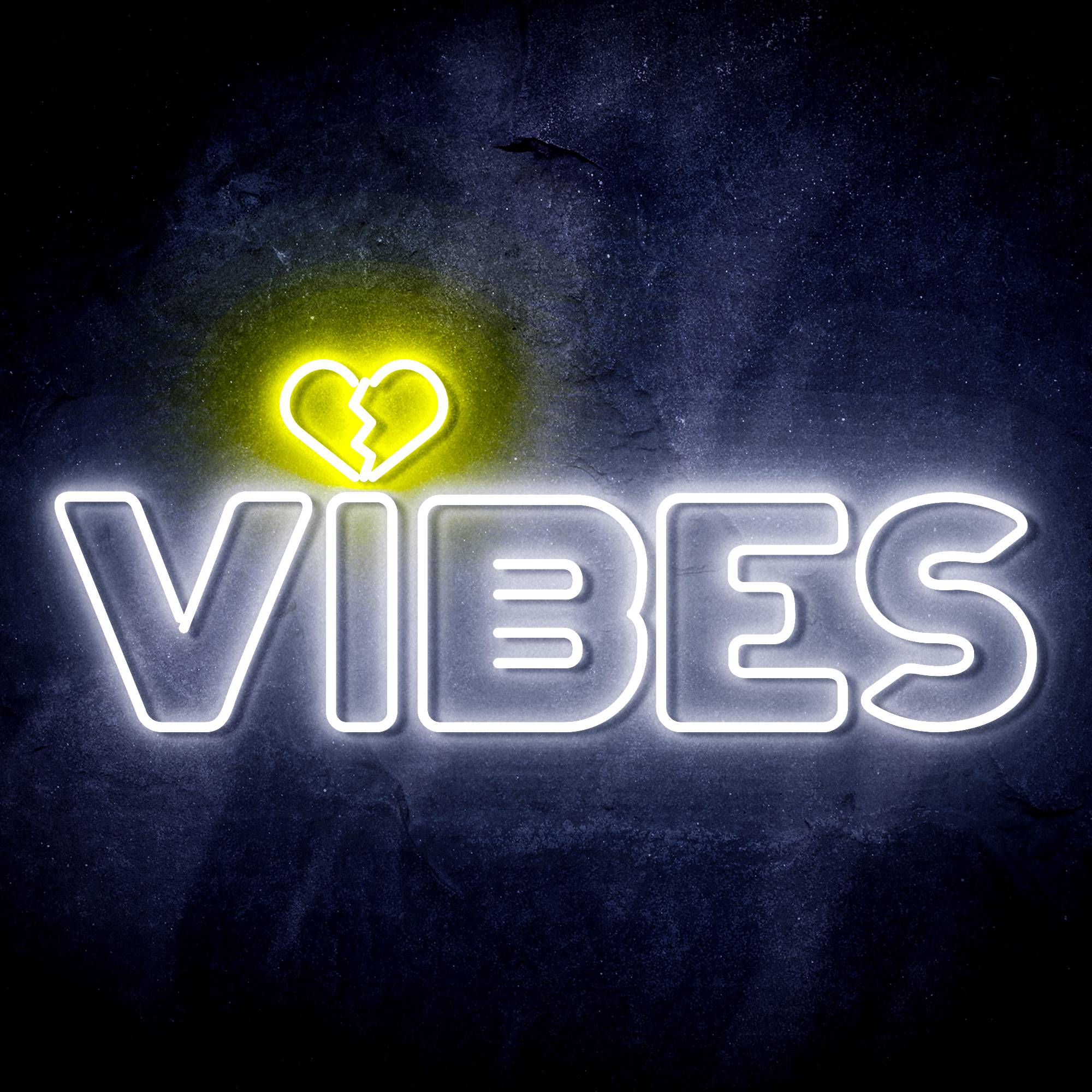 VIBES with Heart LED Neon Sign