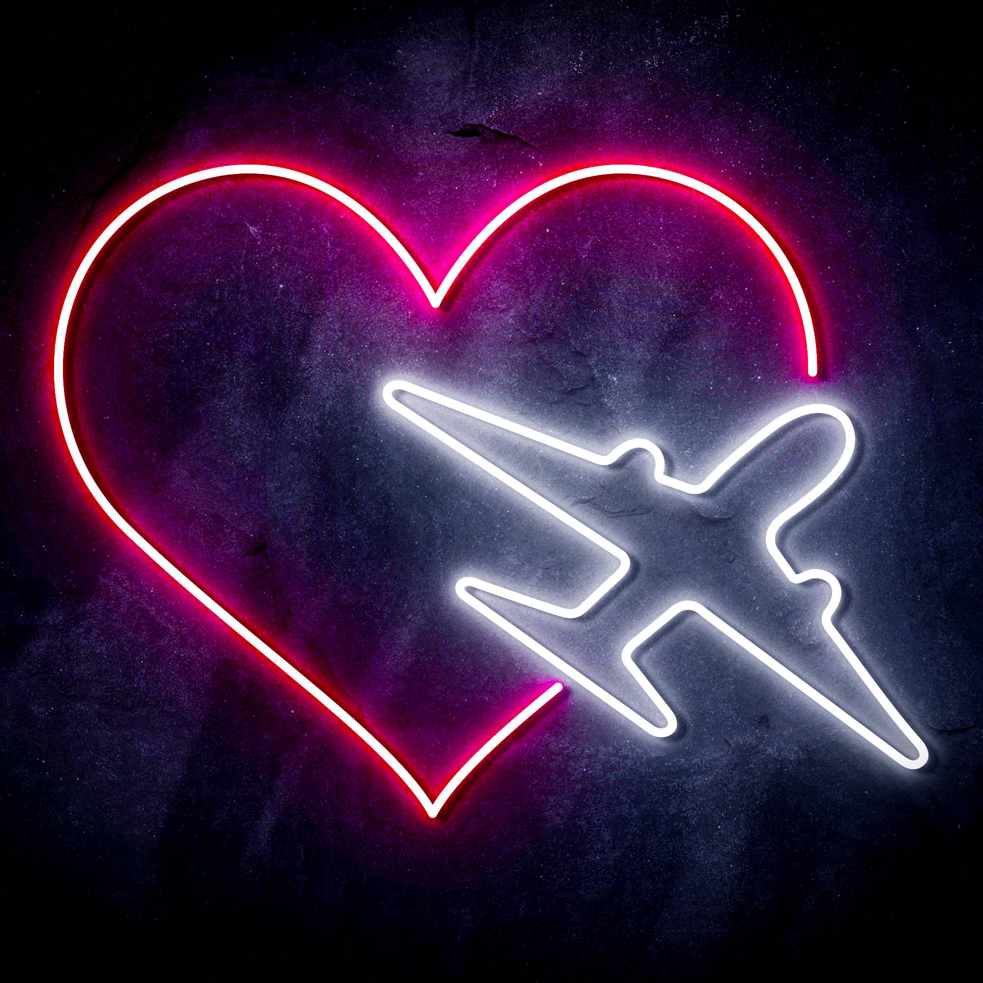 Aeroplane with Heart LED Neon Sign