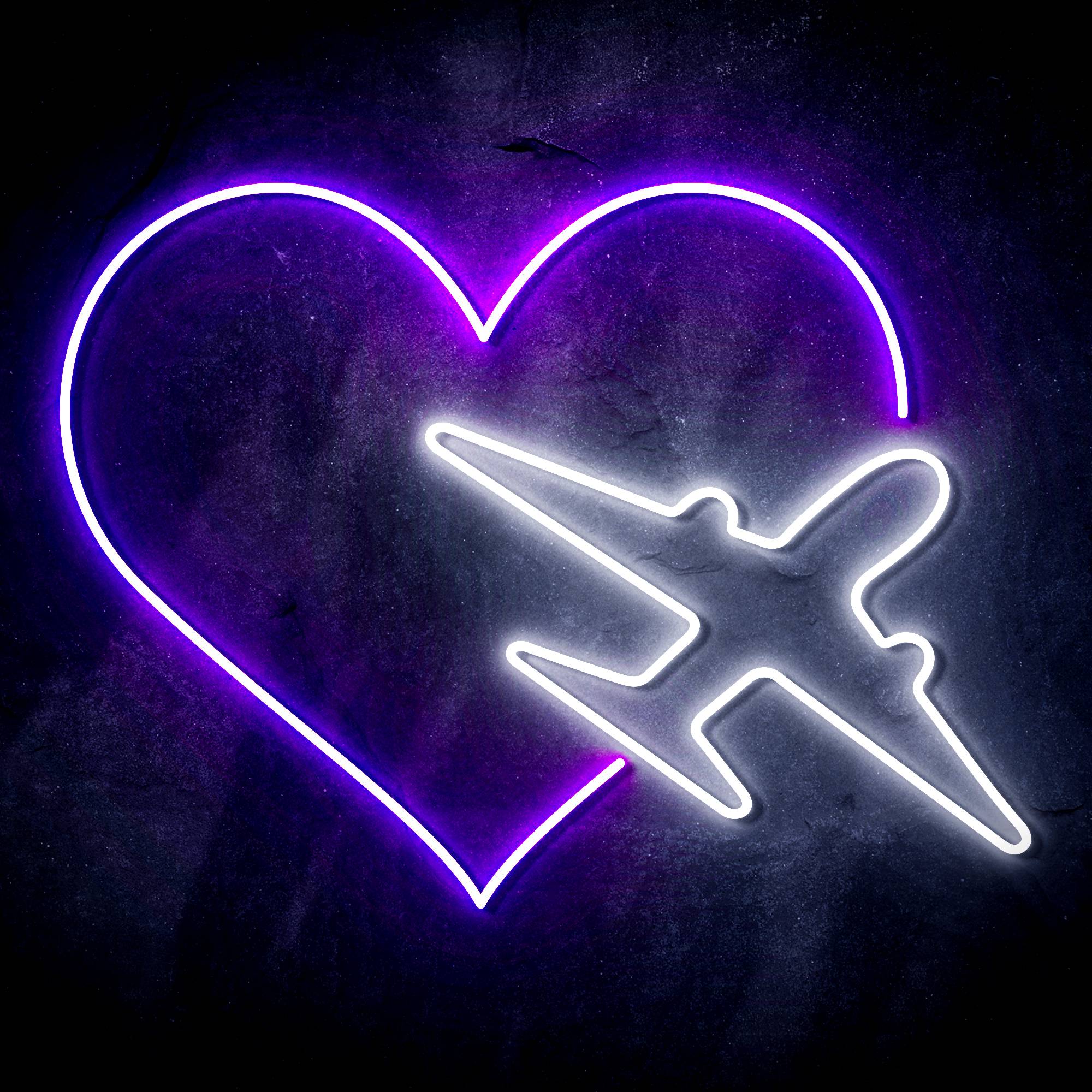 Aeroplane with Heart LED Neon Sign
