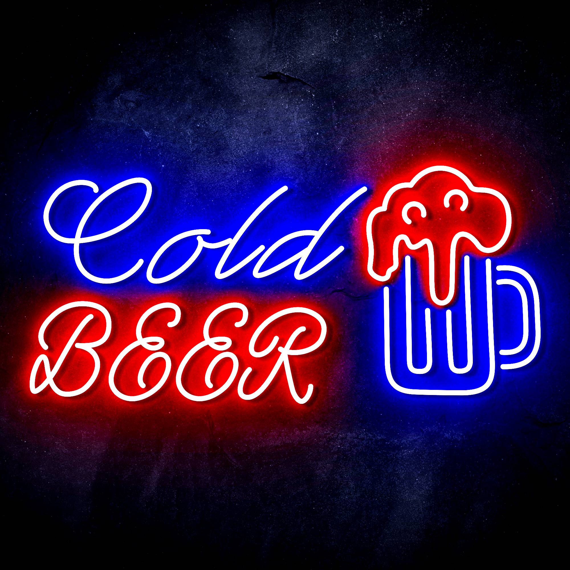 Cold Beer with Beer Mug LED Neon Sign