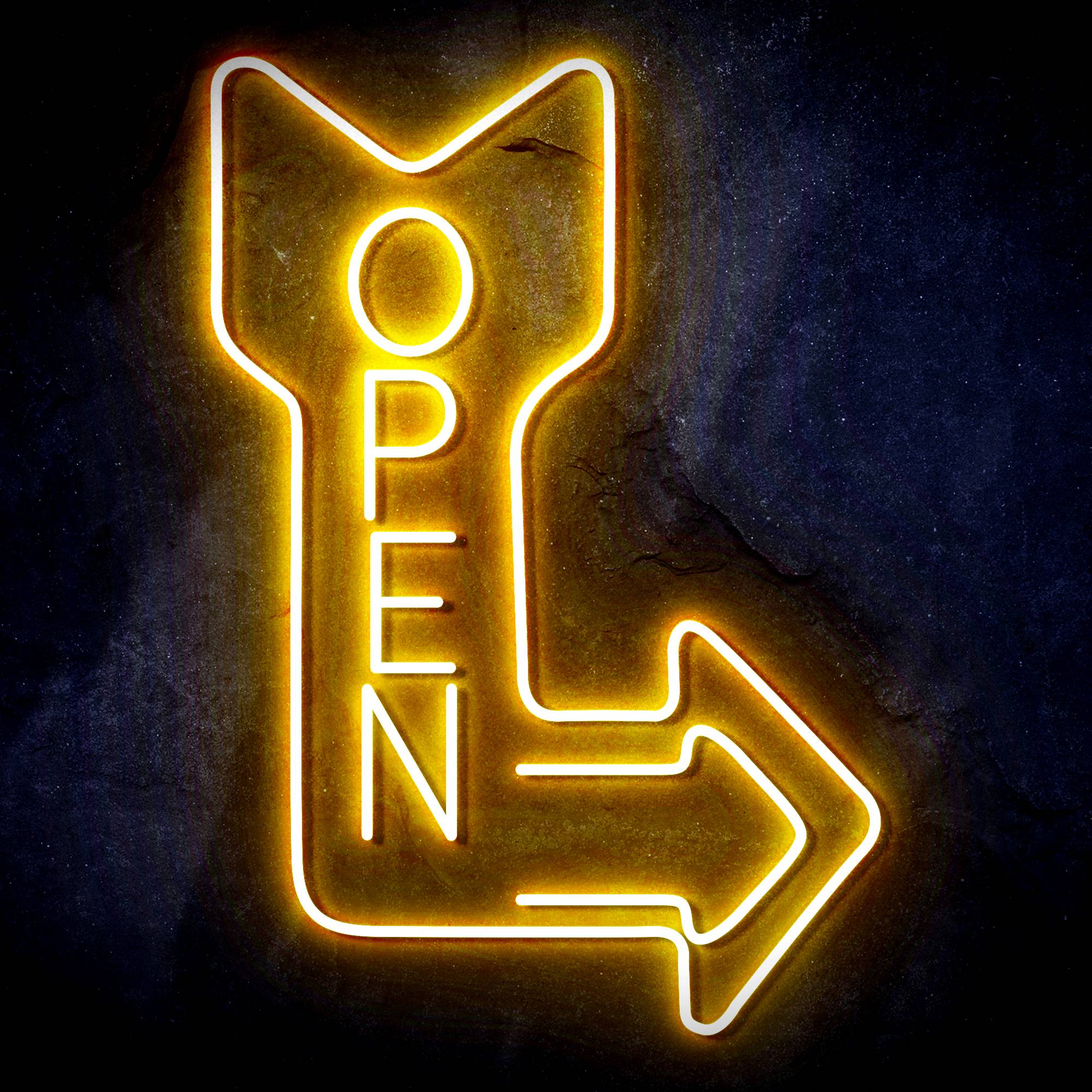 OPEN Signage Vertical with Arrow LED Neon Sign