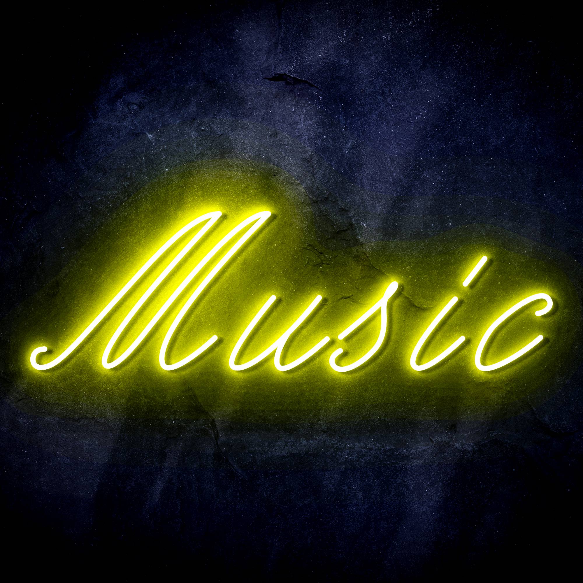 "MUSIC" Text Quote LED Neon Sign