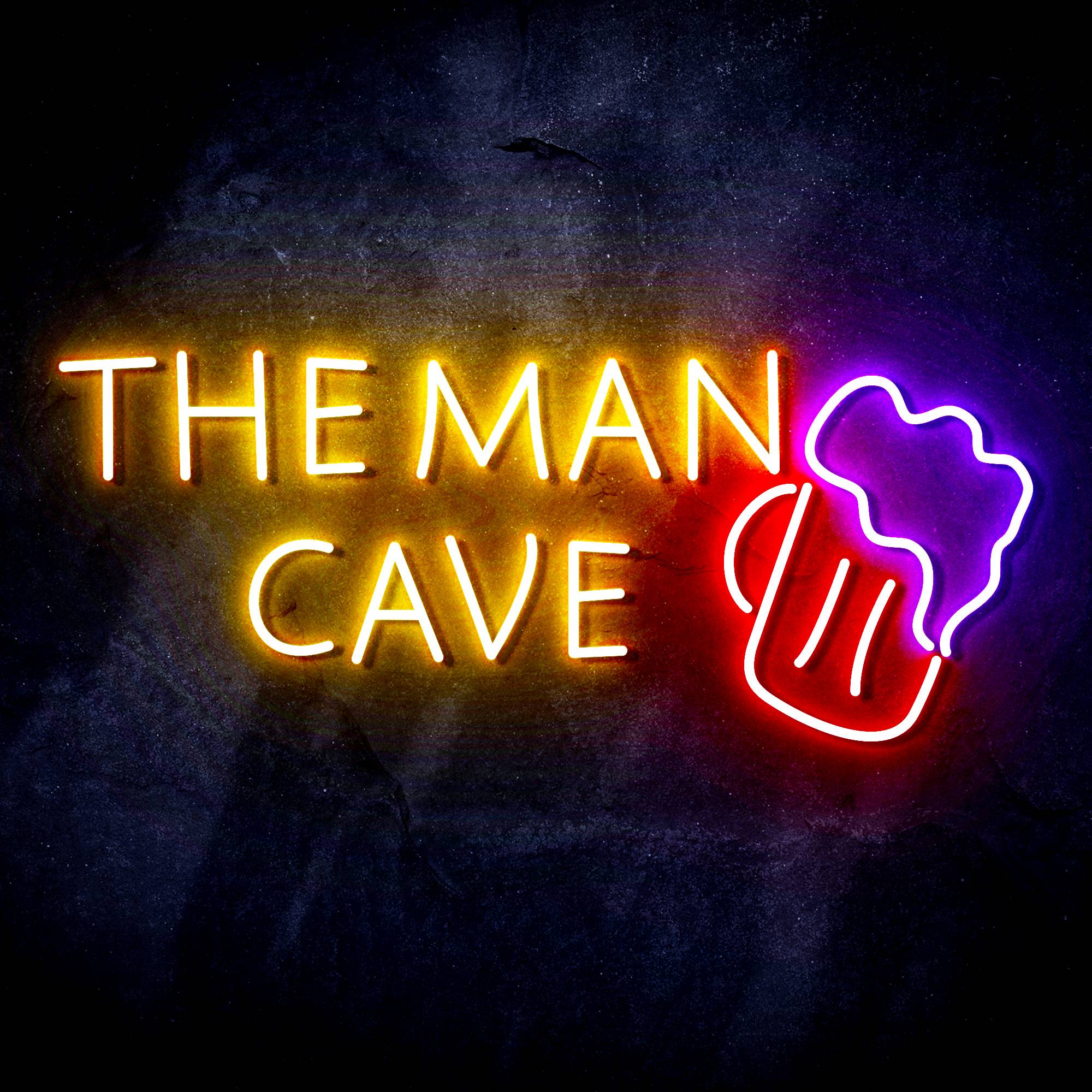 The Man Cave with Beer Mug Signage LED Neon Sign