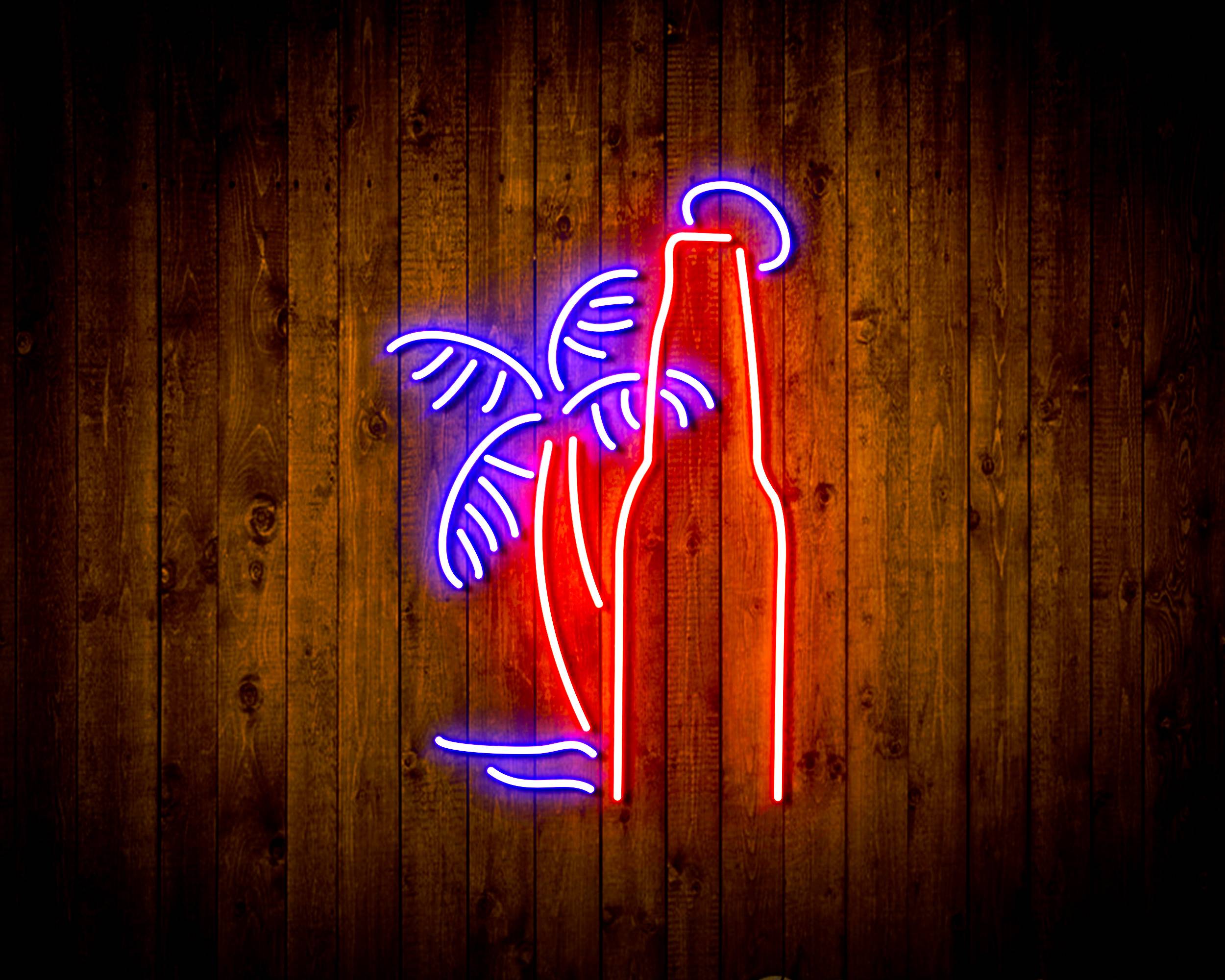 Palm Corona Tree Beer Bottle Bar Neon LED Sign
