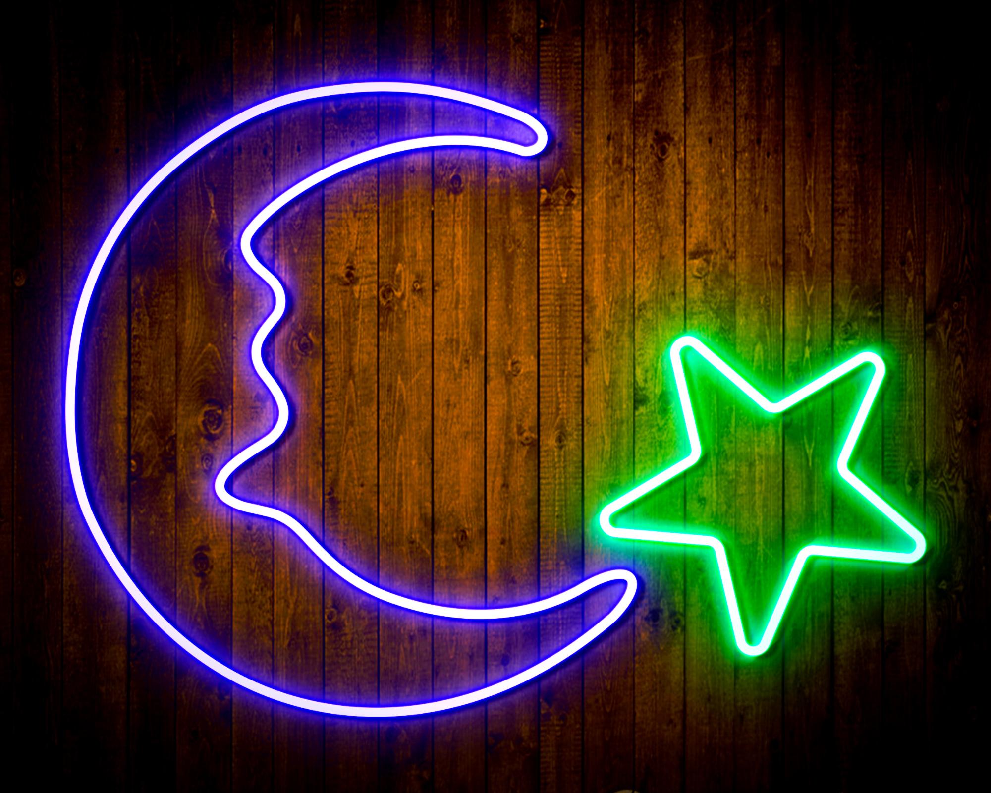 Moon and Star LED Neon Sign