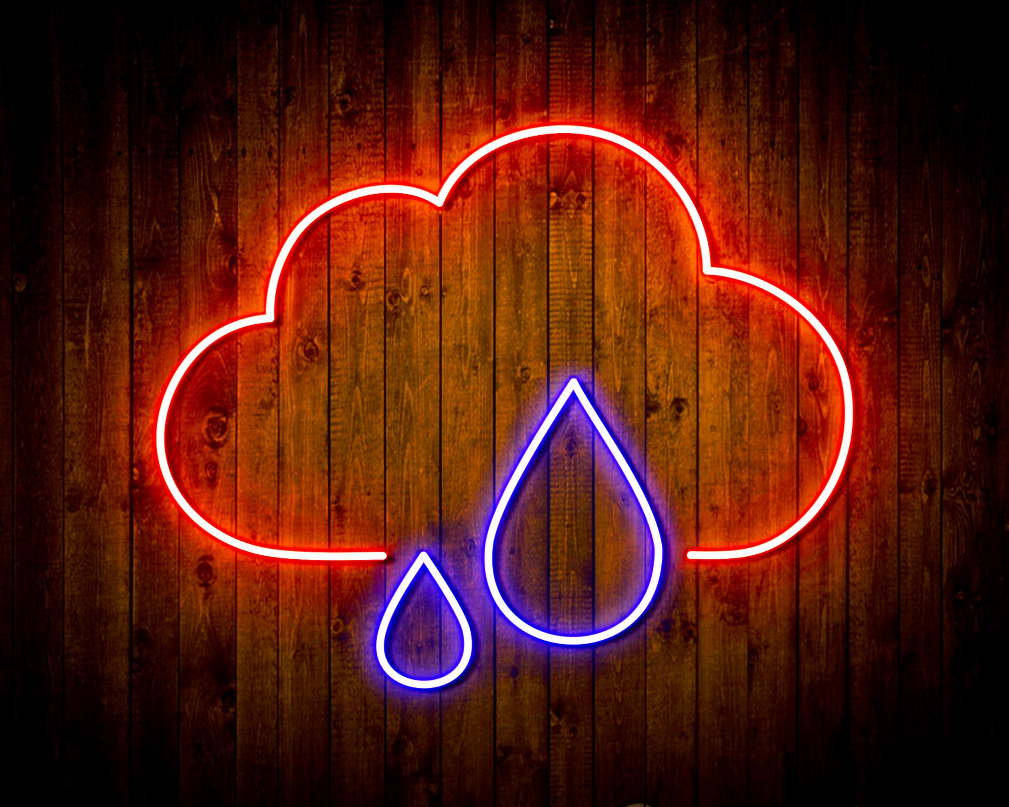 Cloud and Rain Droplet LED Neon Sign