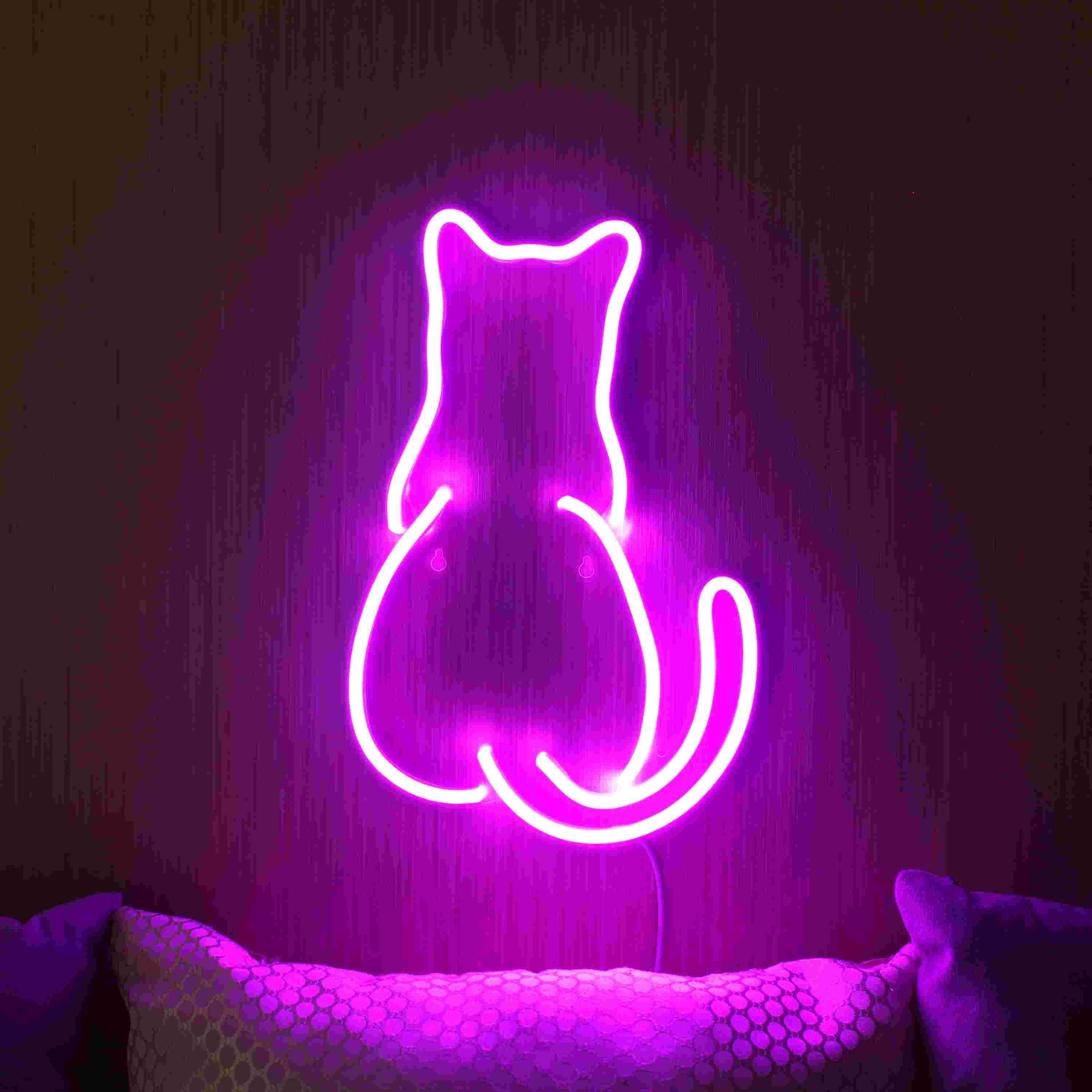 Back of Standing Cat LED Neon Sign