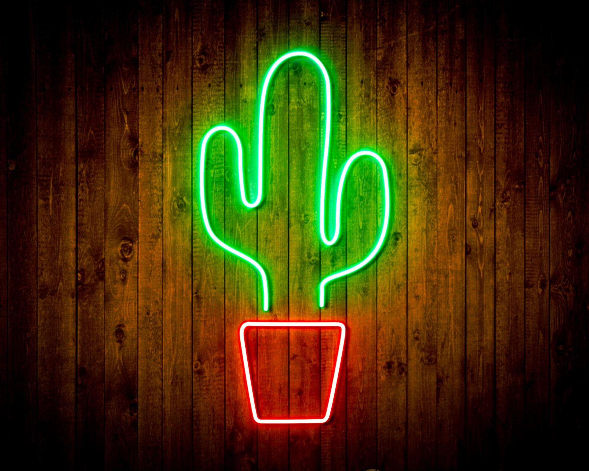 Green Cactus LED Neon Sign Wall Light
