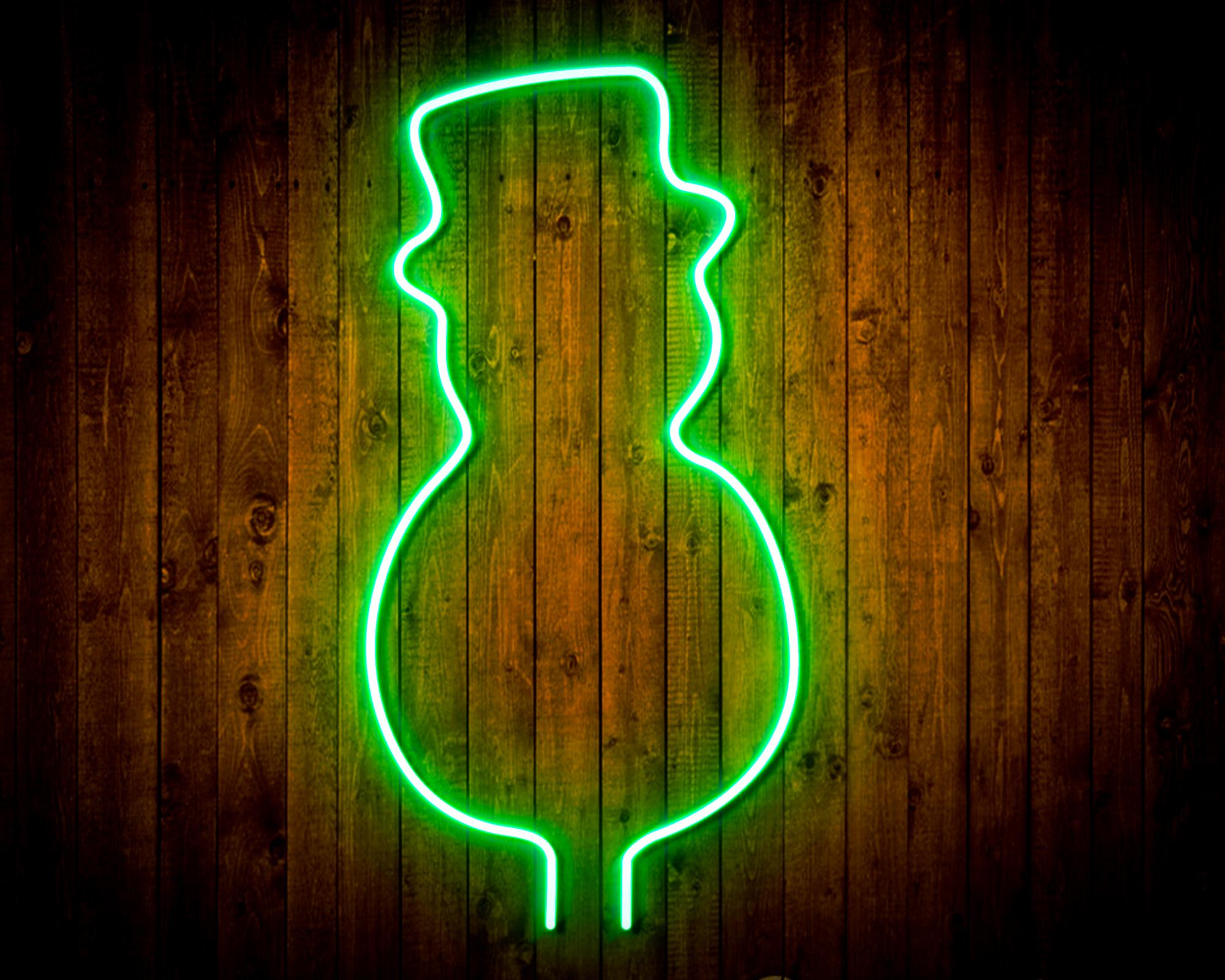 Snowman with Hat LED Neon Sign Wall Light