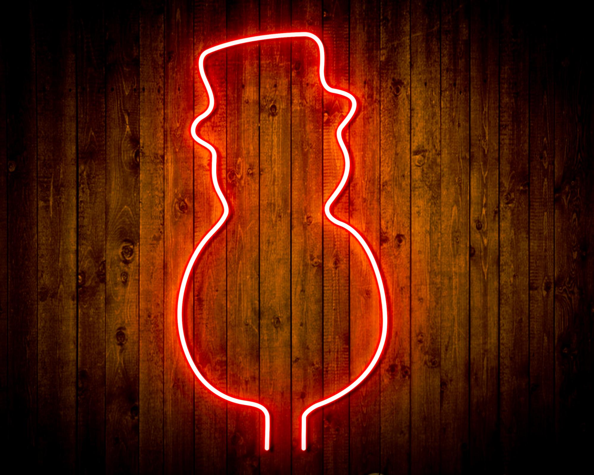 Snowman with Hat LED Neon Sign Wall Light