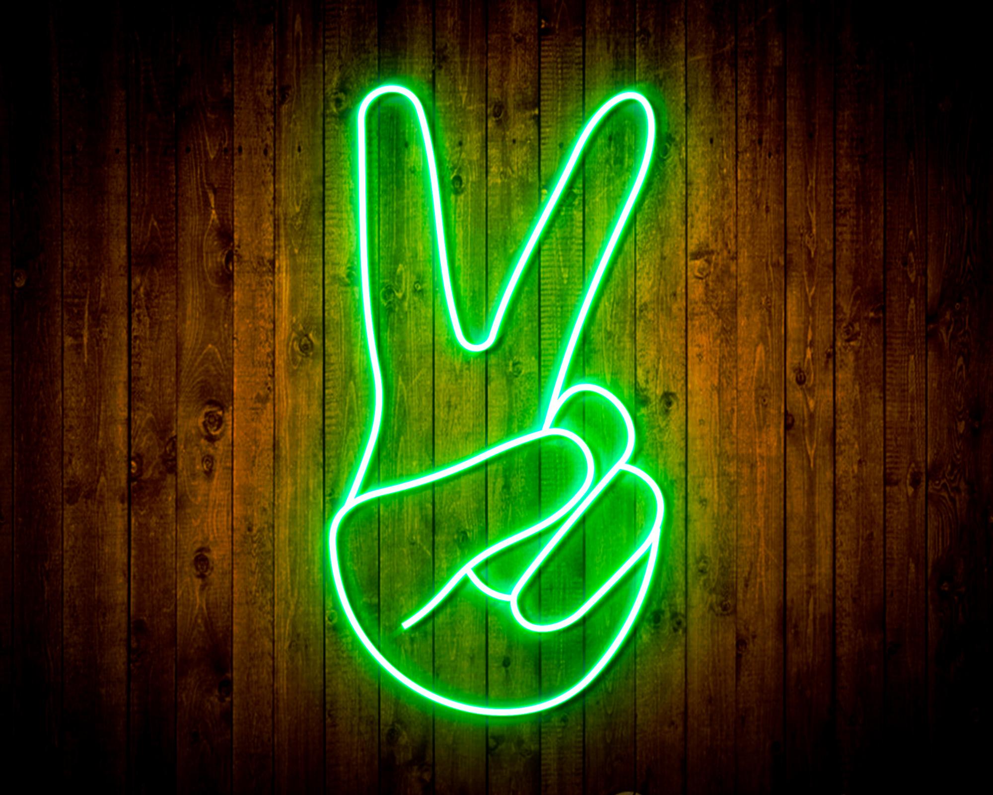 Hand Showing V Sign LED Neon Sign Wall Light